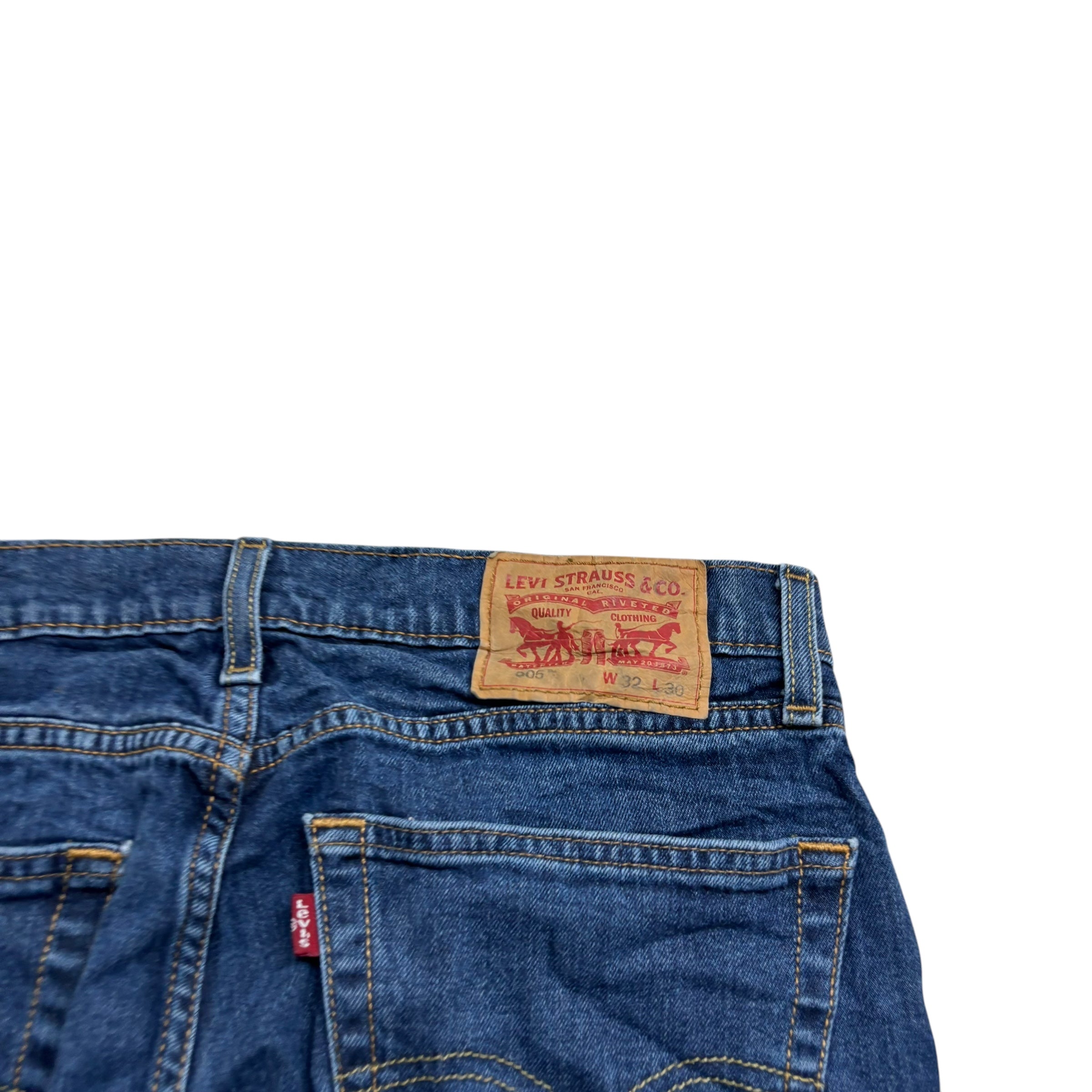 Levis 505 Jeans W31 L27 Mens Mid Blue Regular Straight Fit Stretch Denim (E)