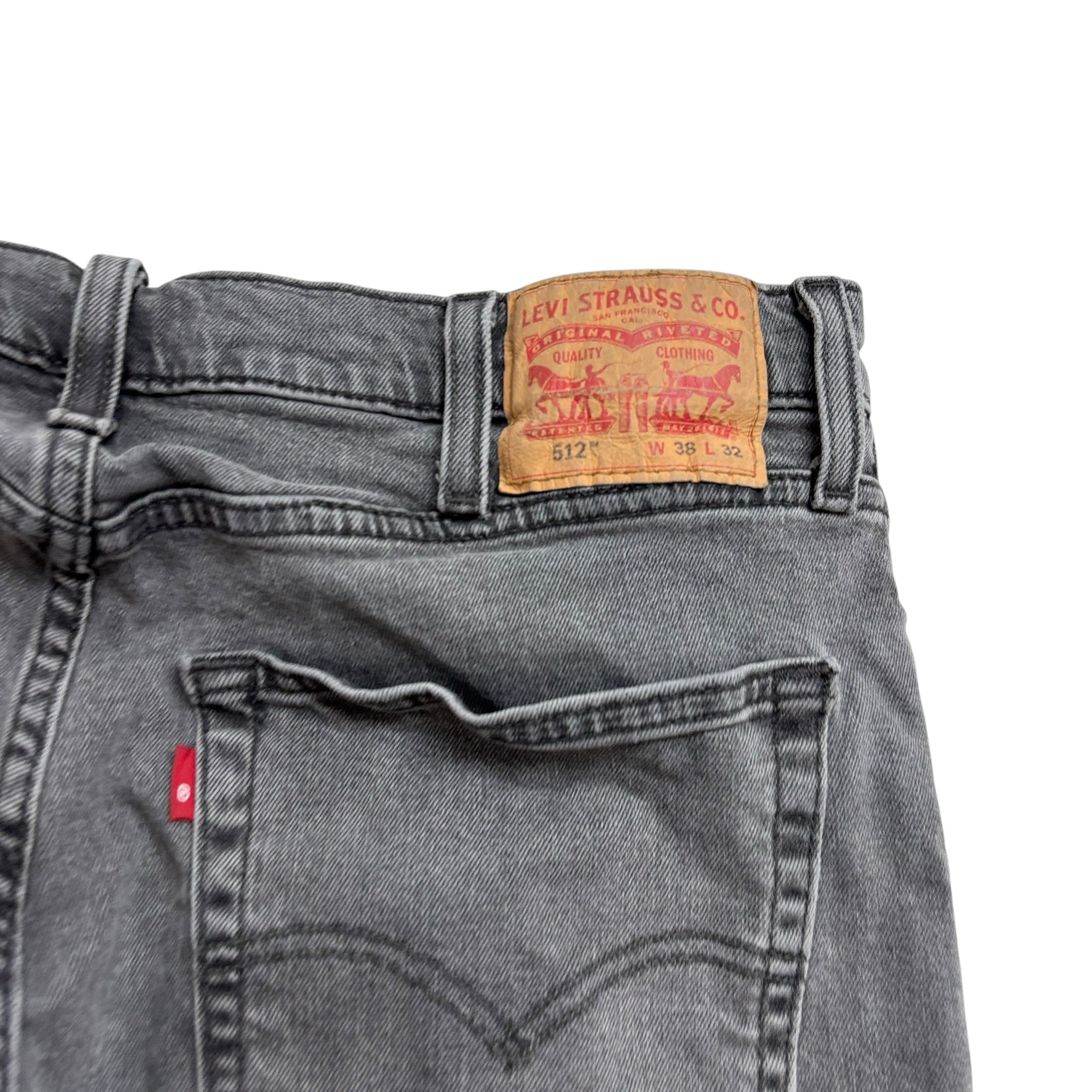 Levis 512 Jeans W38 L32 Mens Grey Slim Tapered Fit Stretch Denim