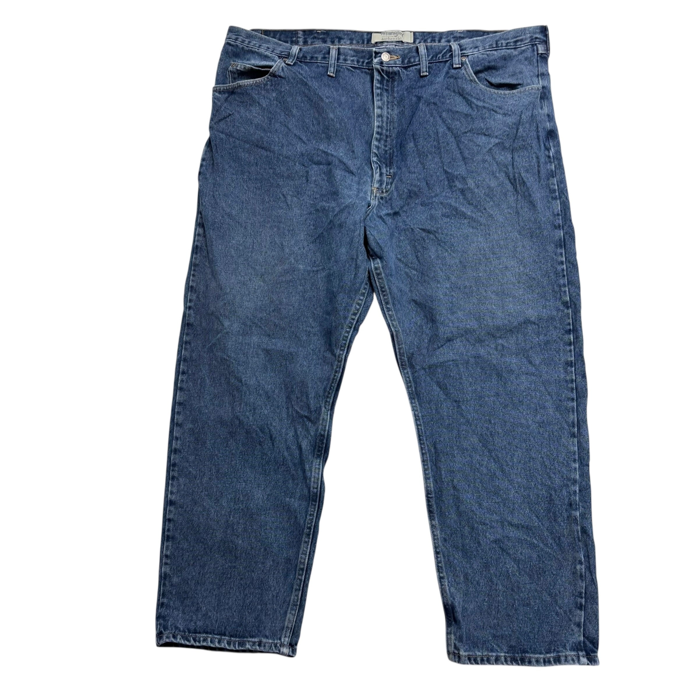 Wrangler Jeans W46 L30 Mens Mid Blue Relaxed Straight Fit Denim (E)