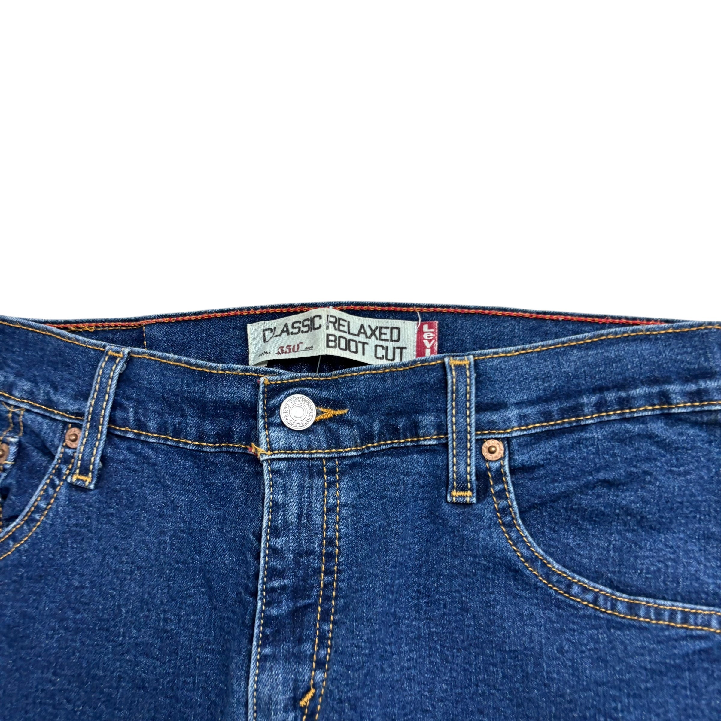 Levis 550 Jeans W30 L32 Womens Dark Blue Relaxed Bootcut Stretch Vintage Denim