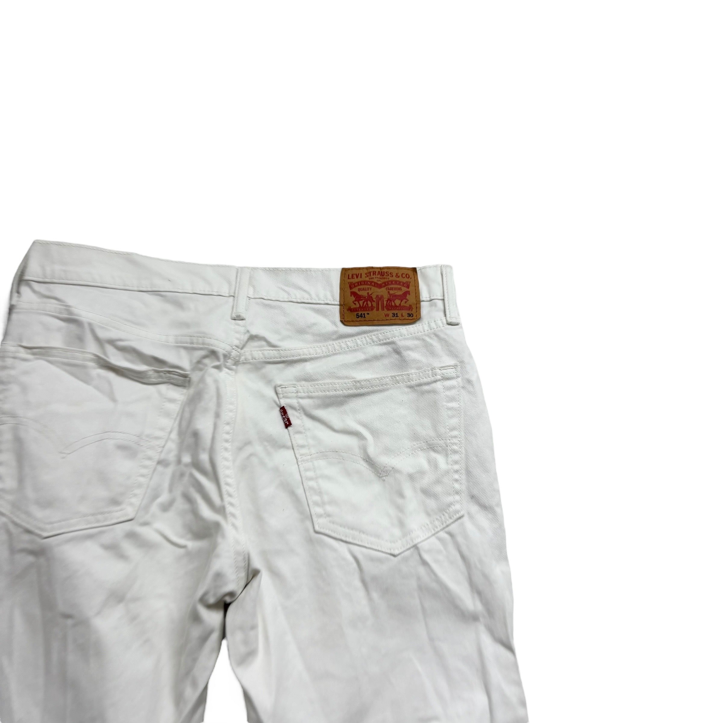 Levis 541 Jeans W31 L29 Mens White Athletic Tapered Fit Stretch Denim (F)