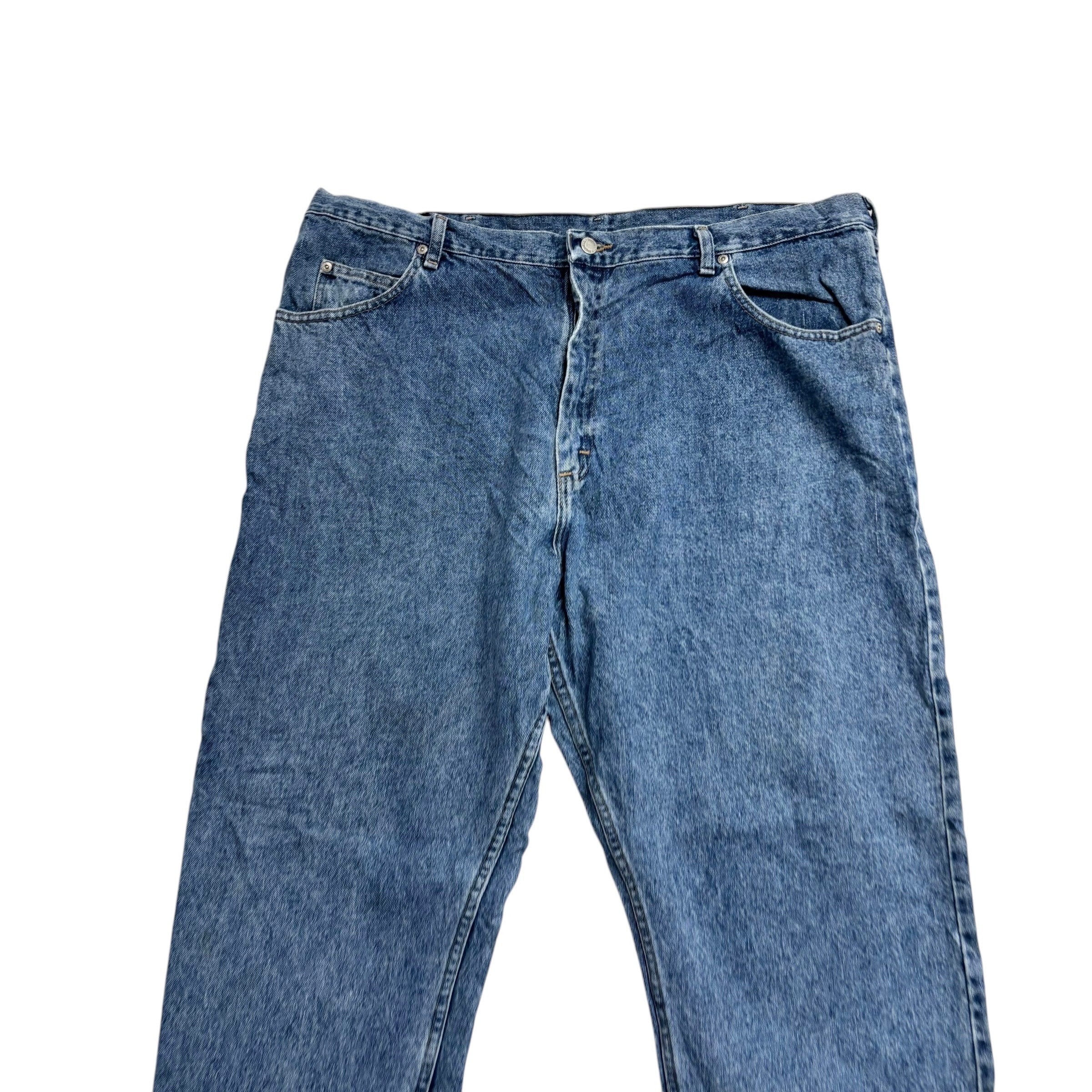 Wrangler Jeans W42 L32 Mens Mid Blue Relaxed Straight Fit Vintage Denim (E)