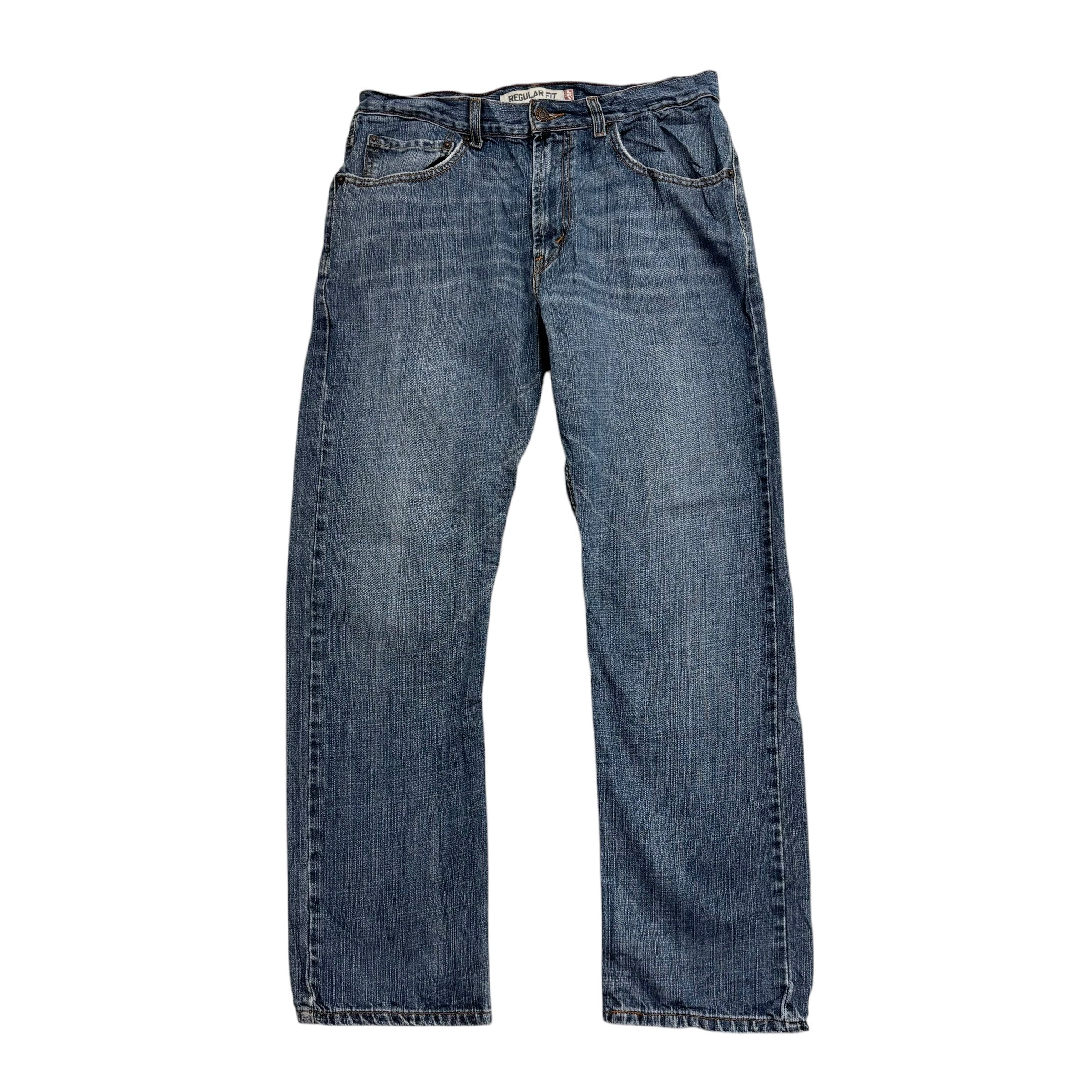 Levis 505 Jeans W32 L31 Mens Dark Blue Regular Straight Fit Vintage Denim (E)