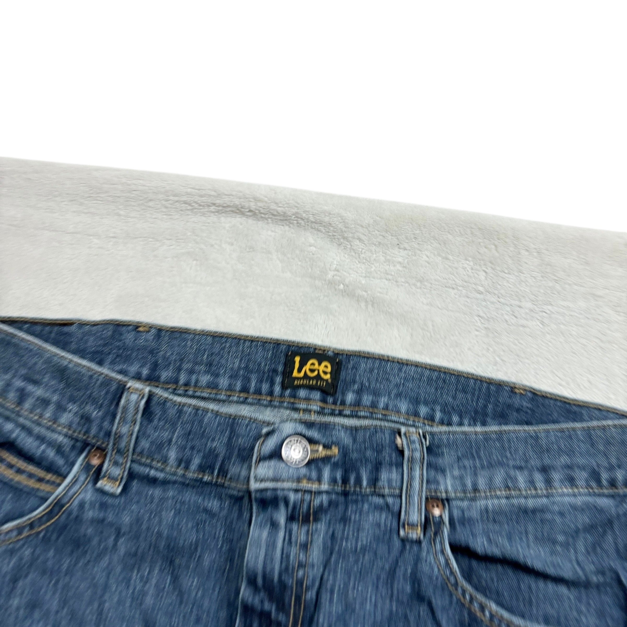 Lee Jeans W38 L30 Mens Regular Straight Fit Mid Blue Stretch Denim (E)
