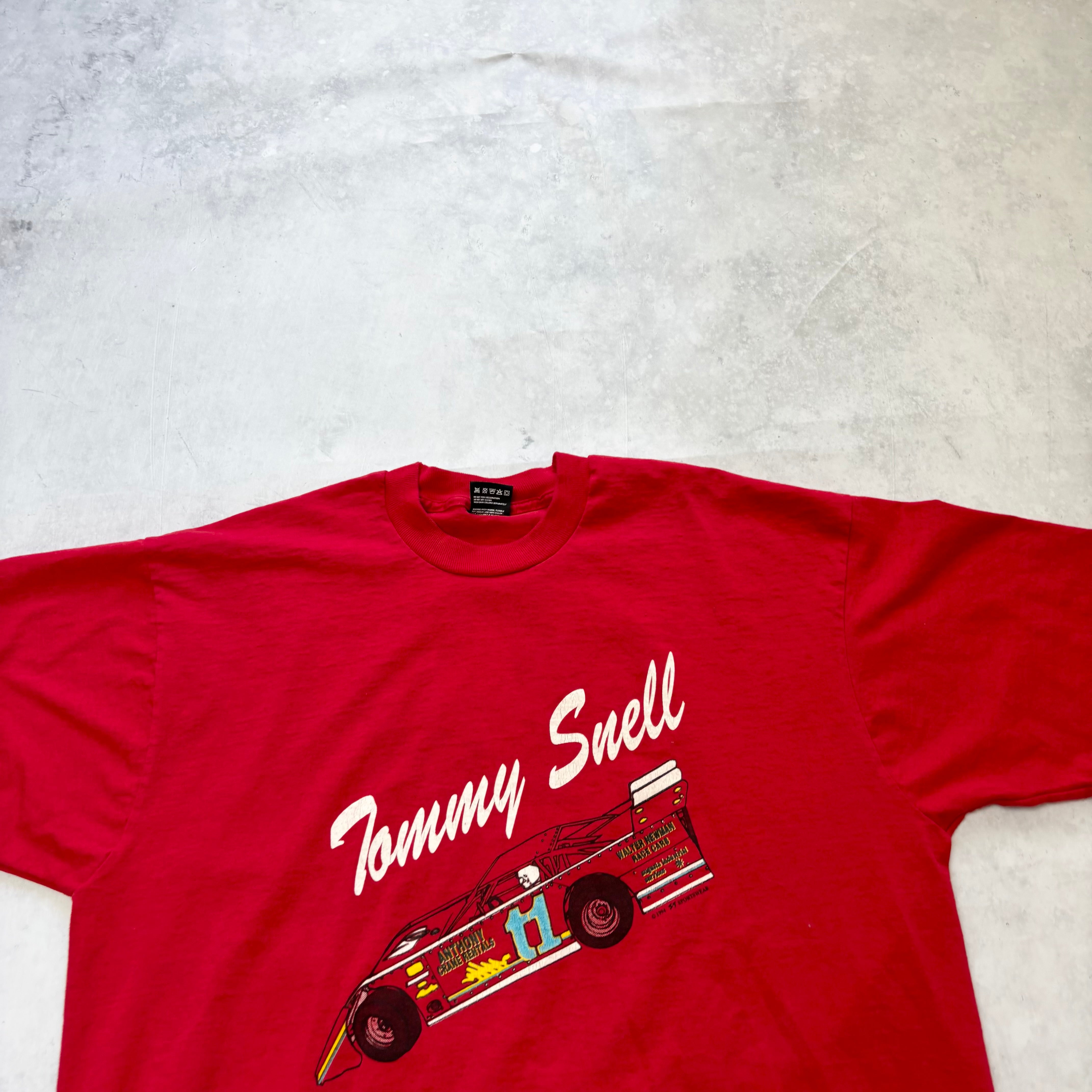 Vintage T Shirt Mens XL Red Single Stitch Graphic Print 90s USA Racing (E)