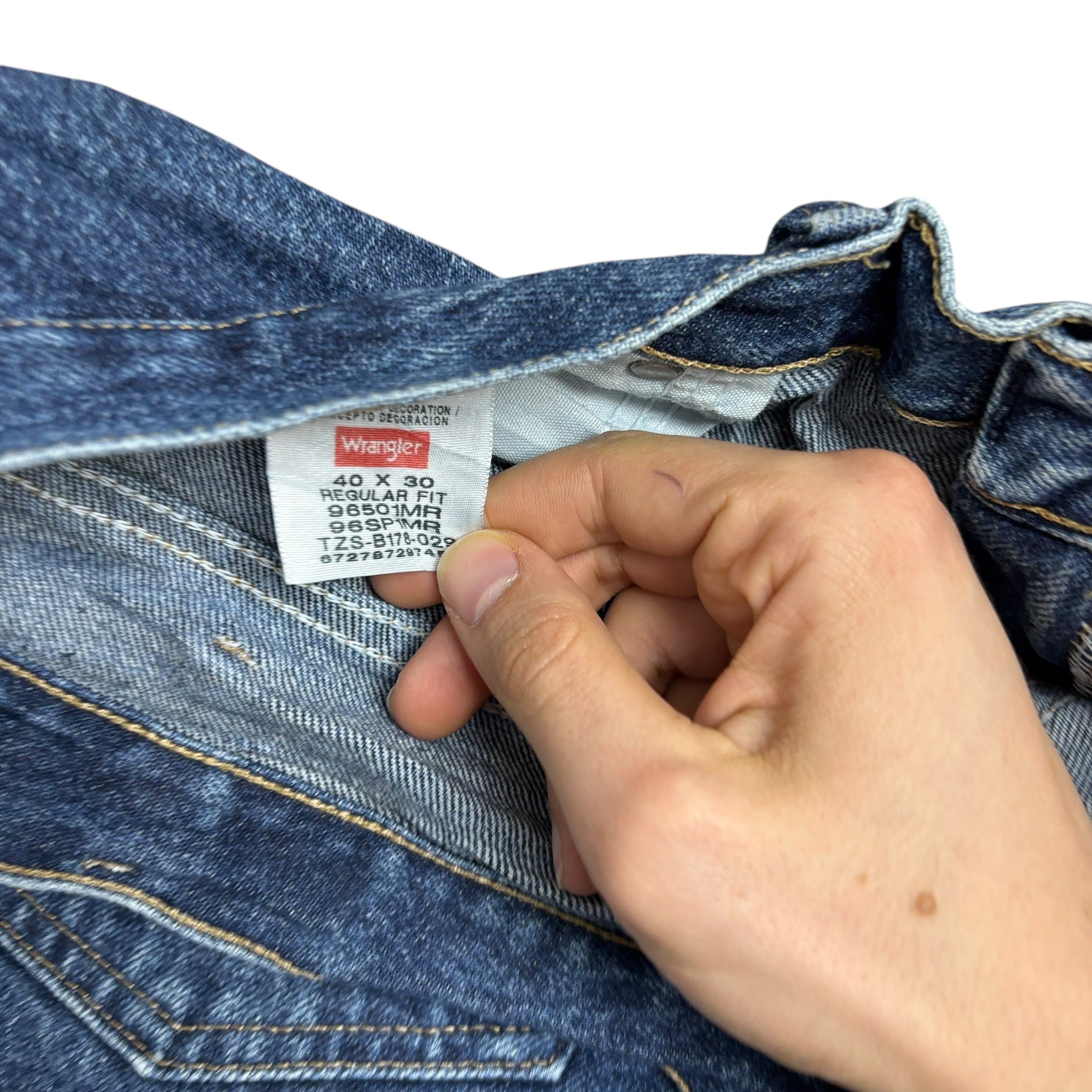 Wrangler Jeans W40 L30 Mens Mid Blue Regular Straight Fit Denim (E)