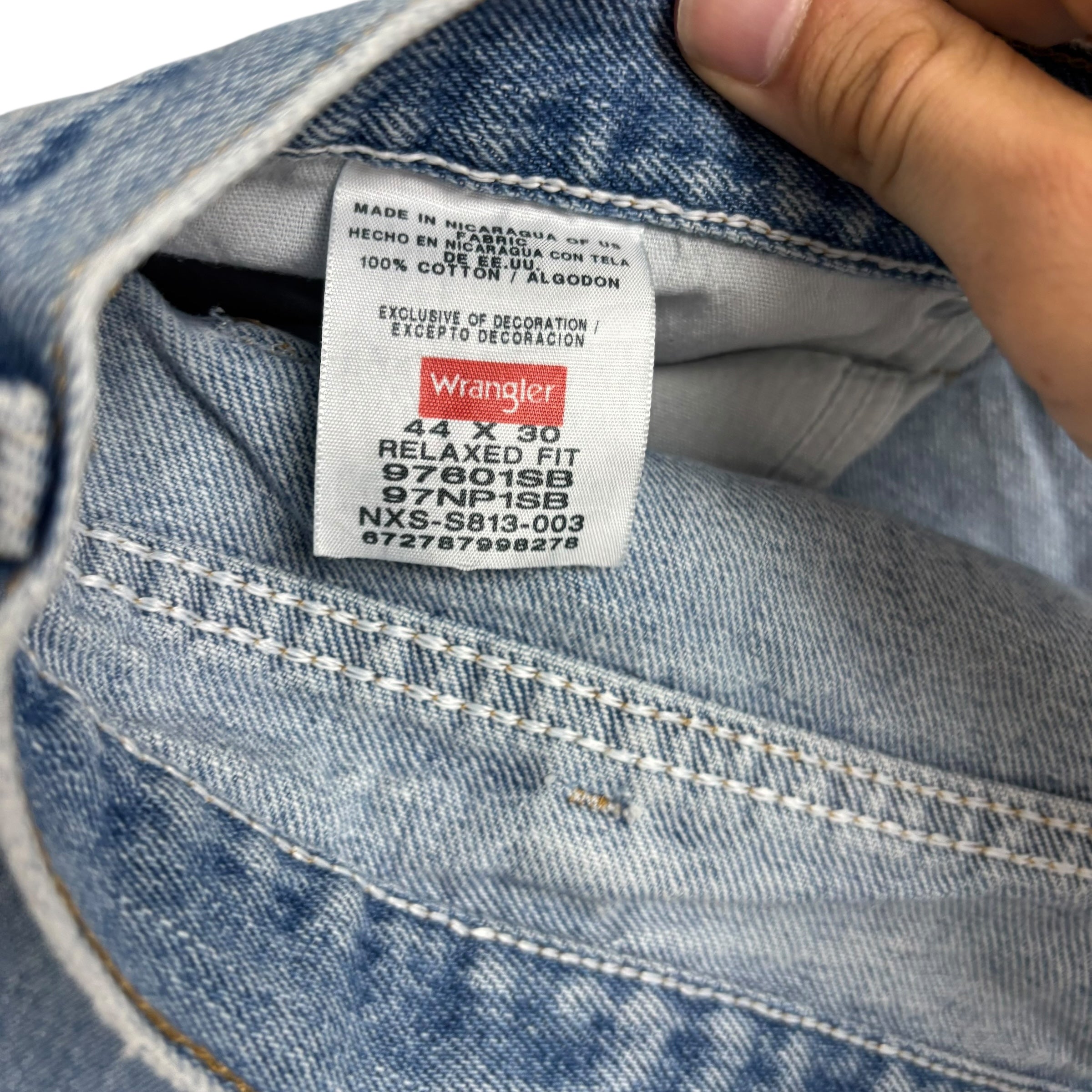 Wrangler Jeans W44 L30 Mens Light Blue Relaxed Straight Fit Denim (E)