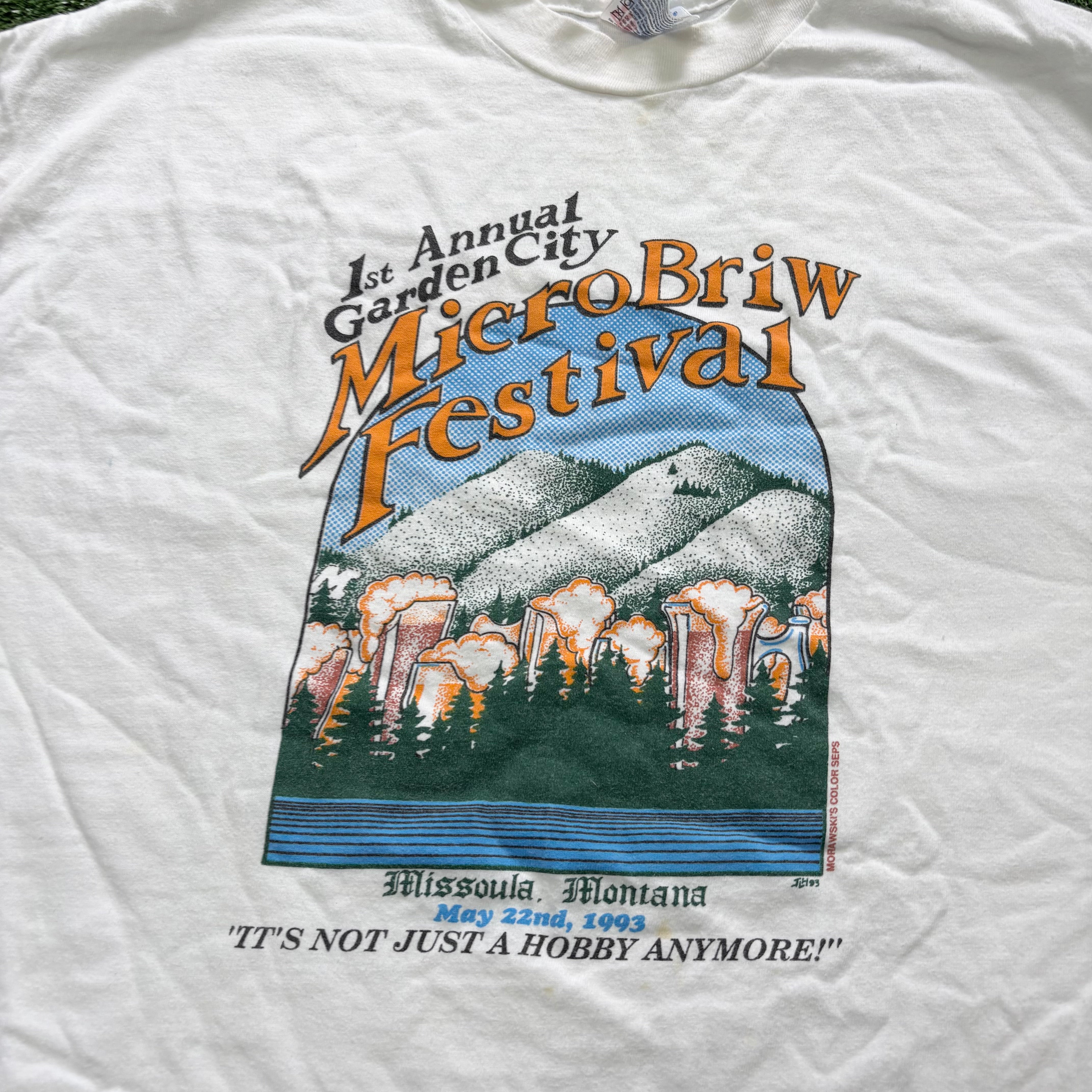 Vintage T Shirt Mens XL White Single Stitch Graphic Print 90s USA Beer