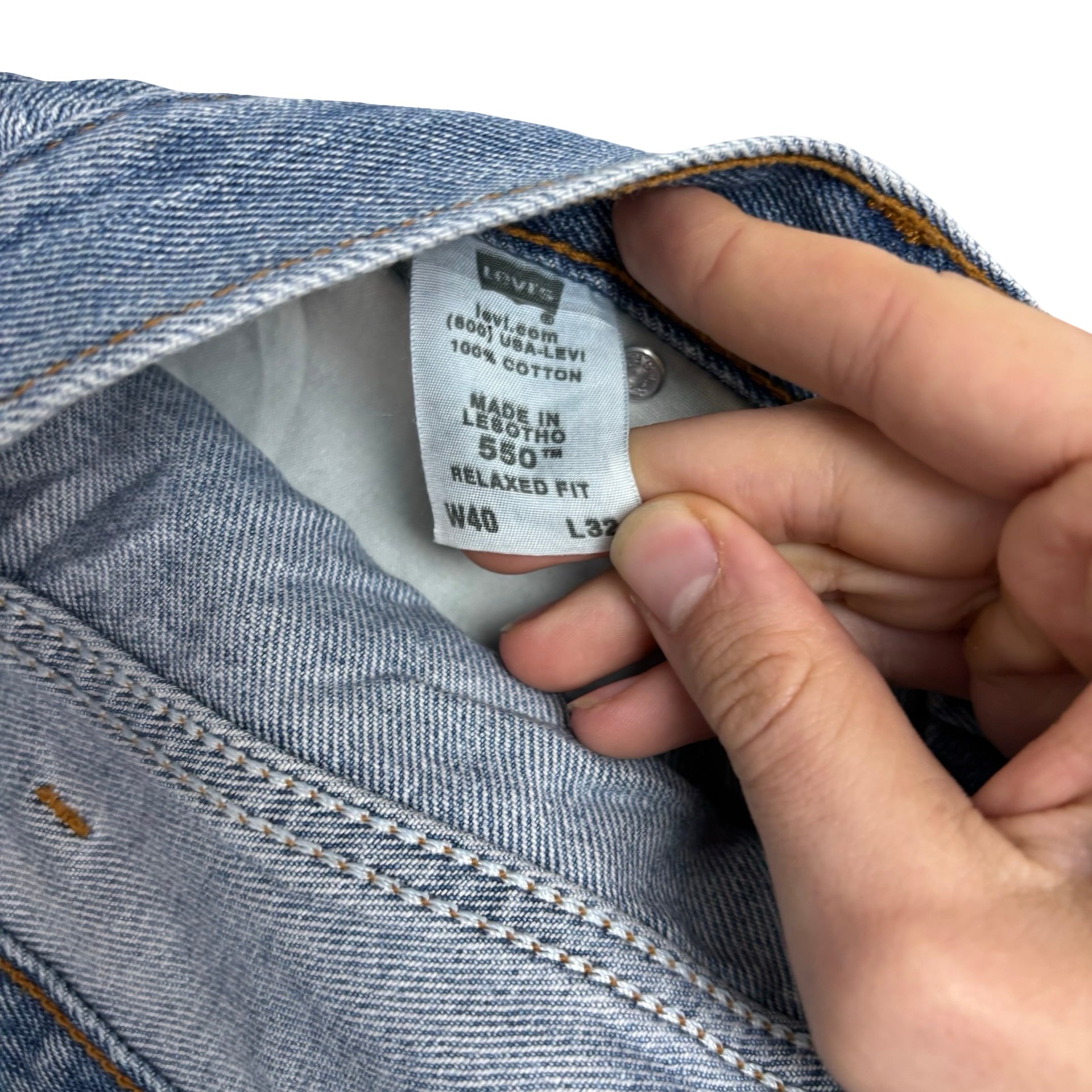 Levis 550 Jeans W40 L32 Mens Light Blue Baggy Relaxed Straight Fit Vintage (E)