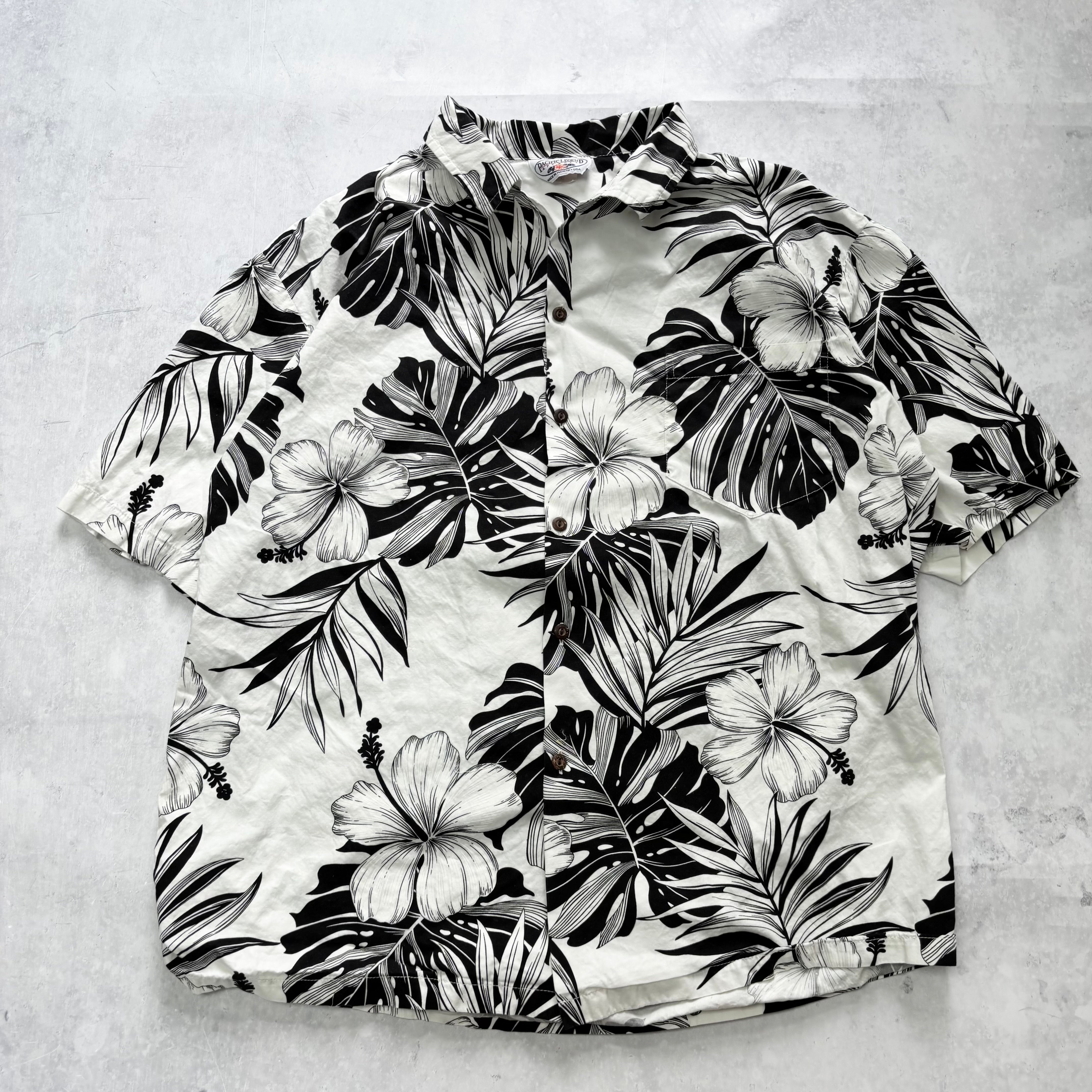 Vintage Hawaiian Shirt Mens XL White Floral Aloha Short Sleeve Cotton (E)