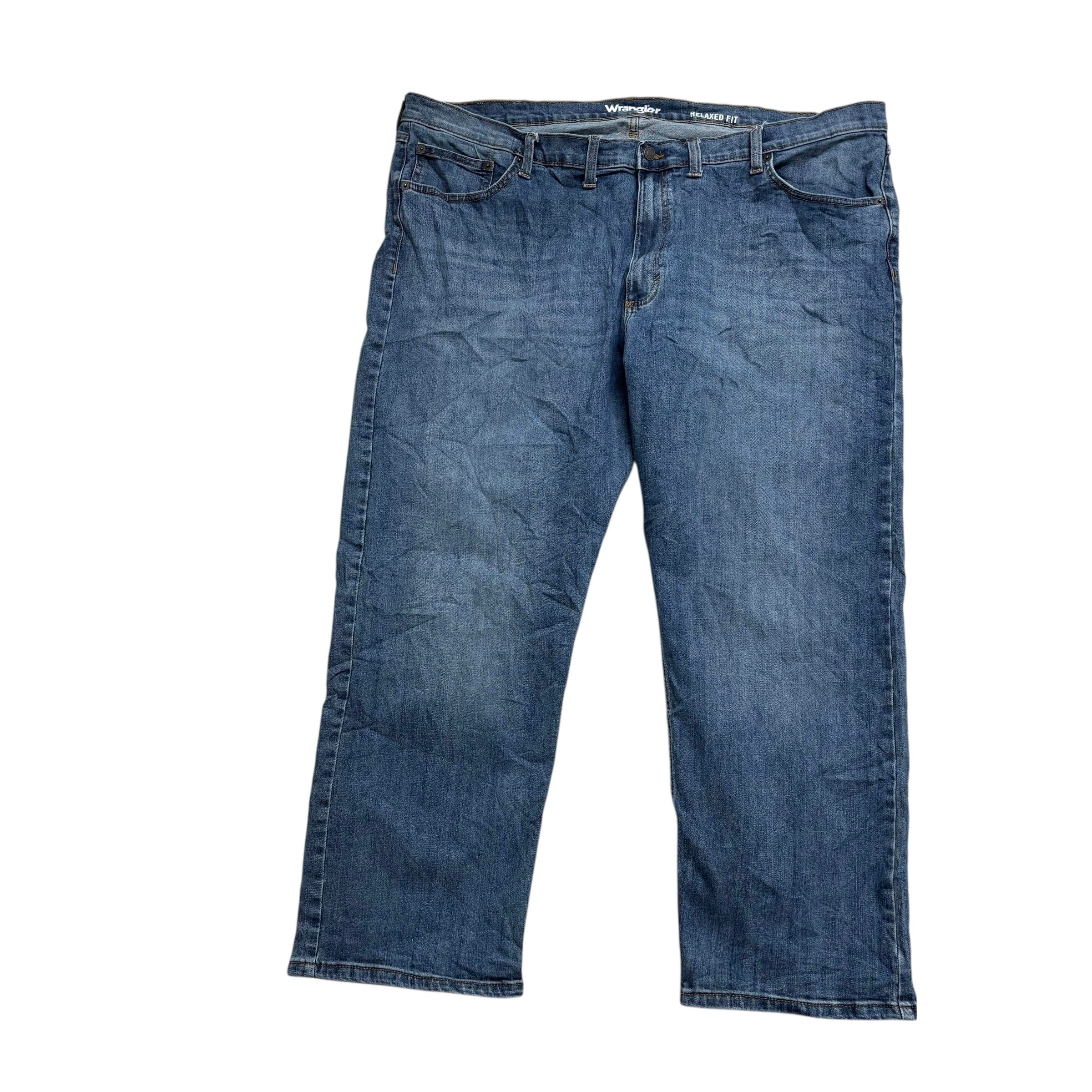 Wrangler Jeans W48 L29 Mens Mid Blue Relaxed Straight Fit Stretch Denim (E)