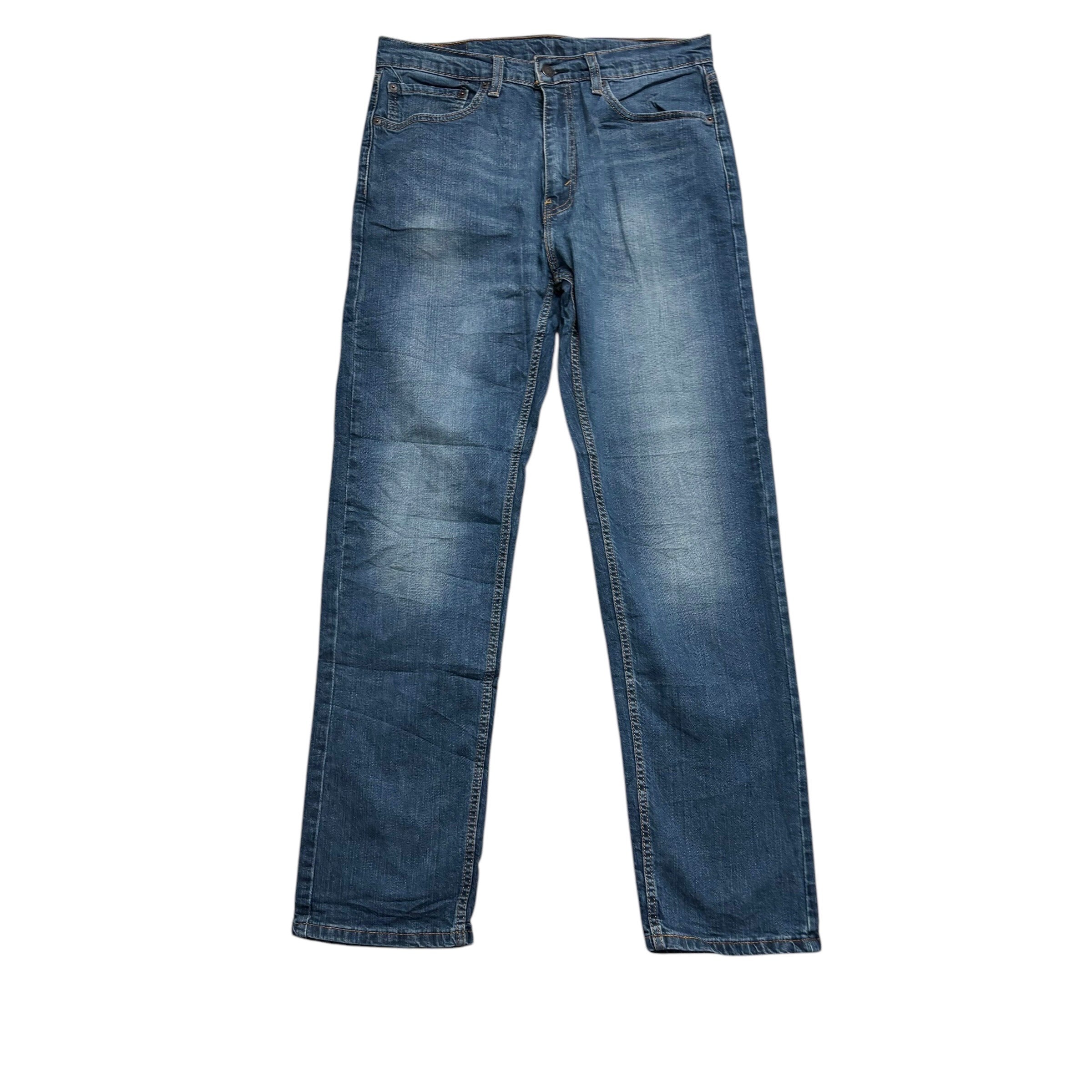 Levis 505 Jeans W33 L32 Mens Mid Blue Regular Straight Fit Stretch Denim (E)