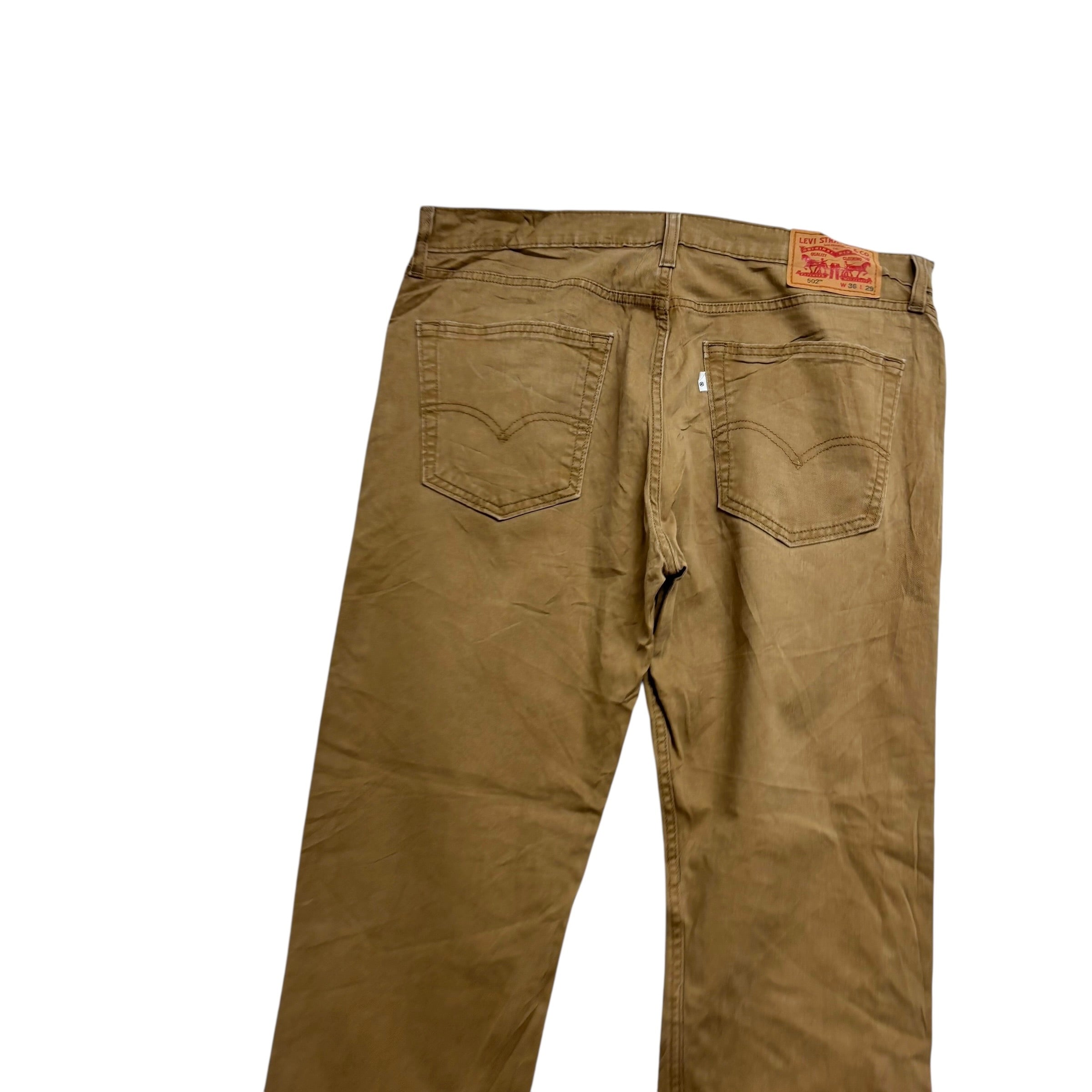 Levis 502 Jeans W36 L29 Mens Tan Regular Tapered Fit Stretch Pants