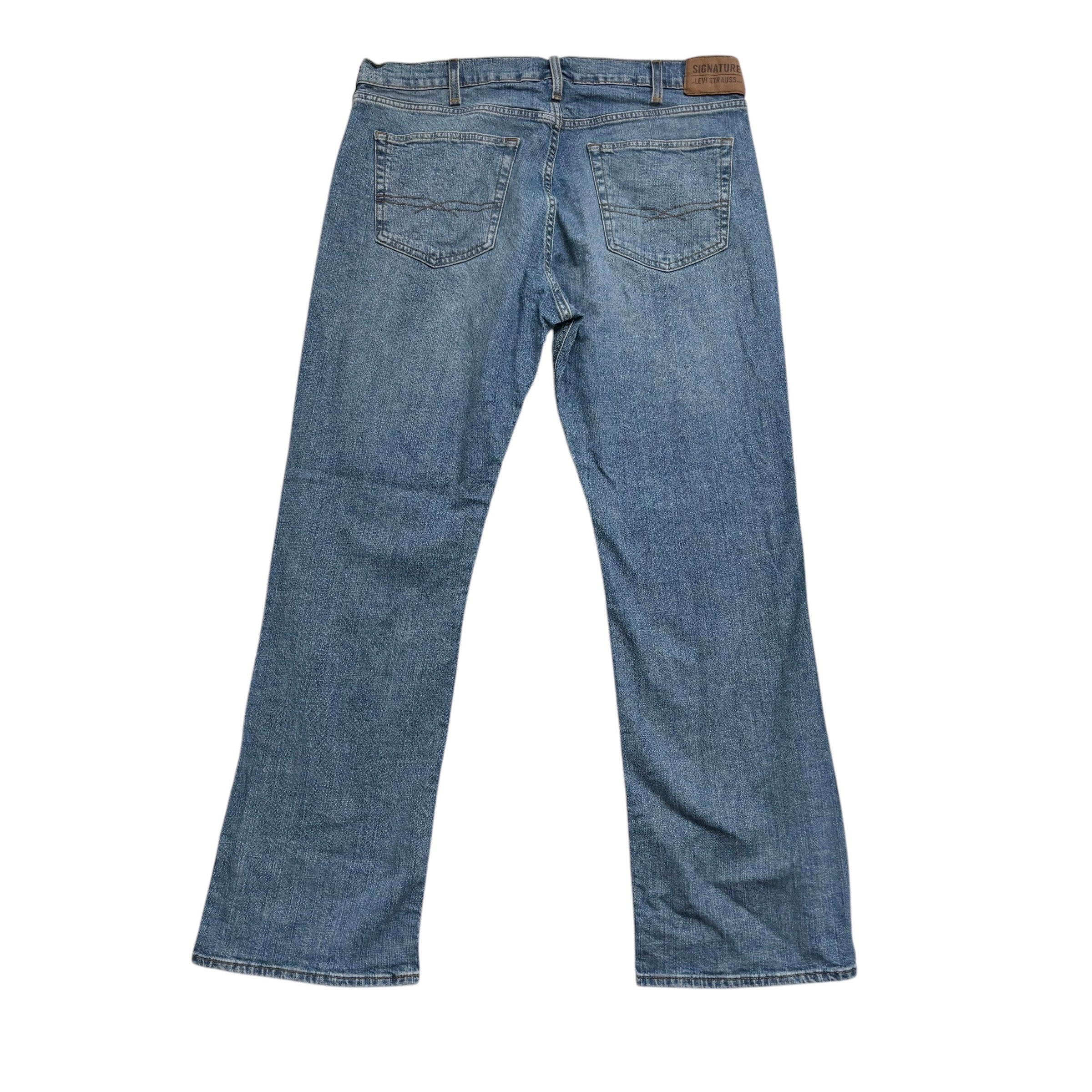 Levis Signature Jeans W36 L32 Mens Mid Blue Regular Bootcut Fit Stretch (E)