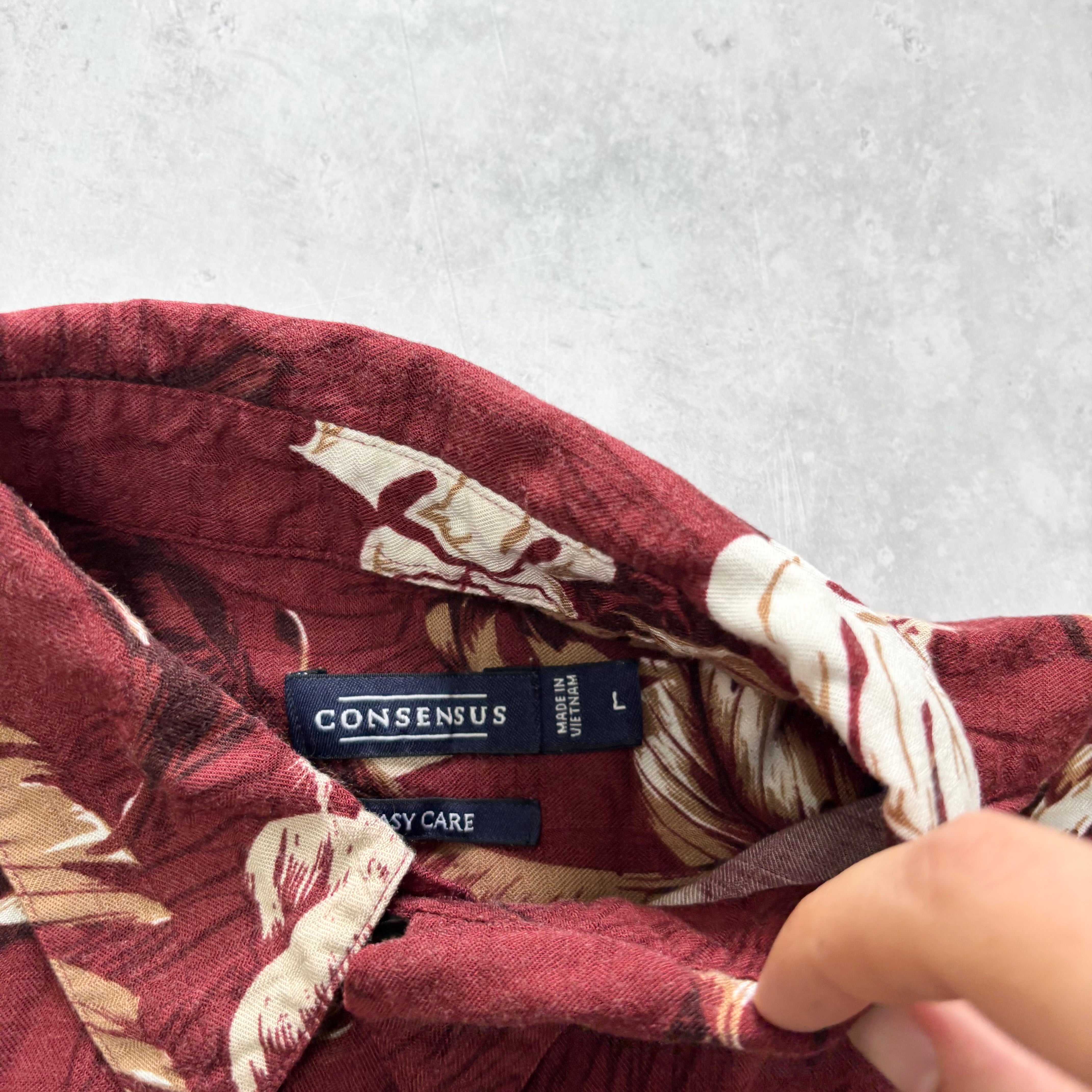 Hawaiian Shirt Mens Large Red Floral Aloha Short Sleeve Rayon (E)