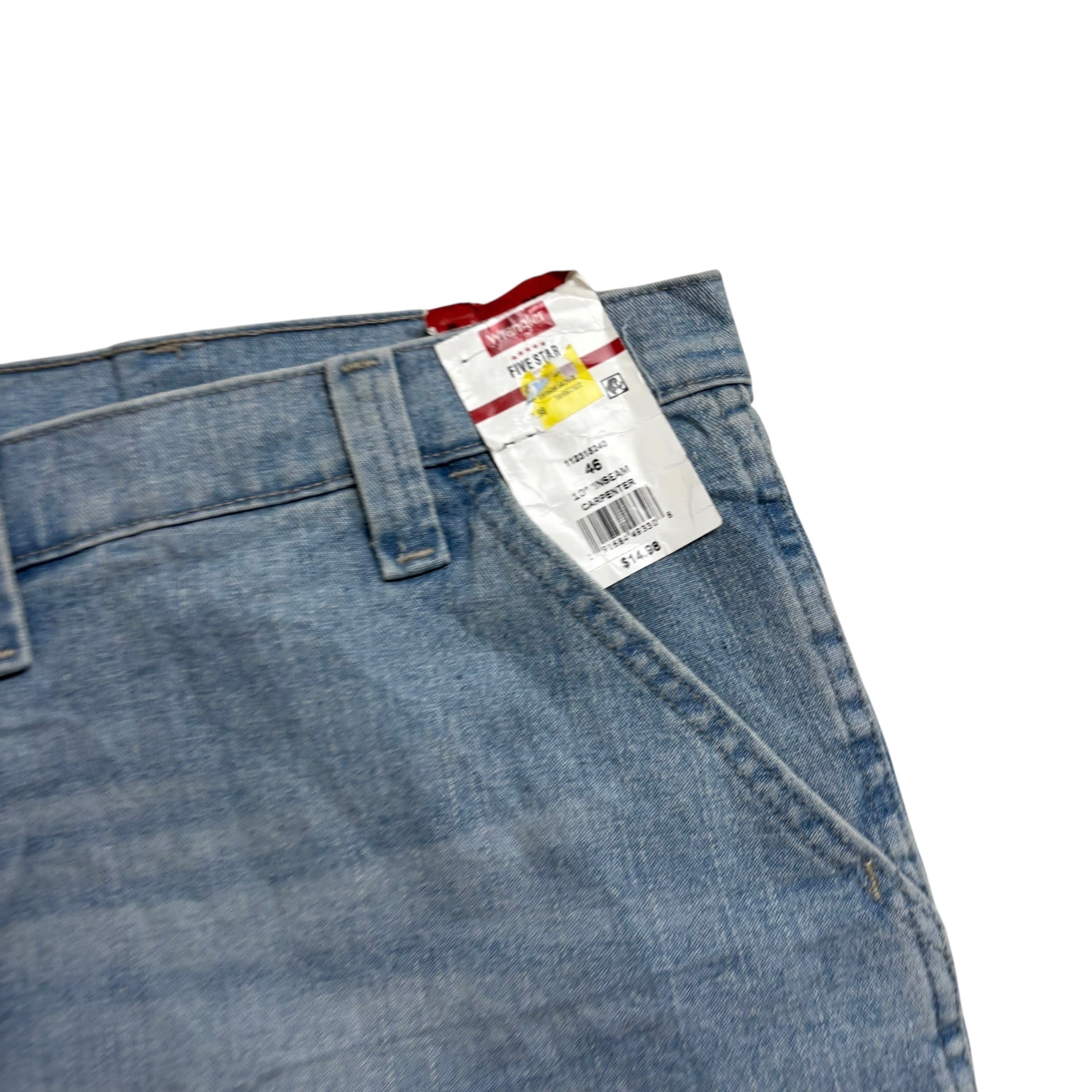 Wrangler Jorts W46 Mens Light Blue Denim Shorts Baggy Carpenter Stretch (E)