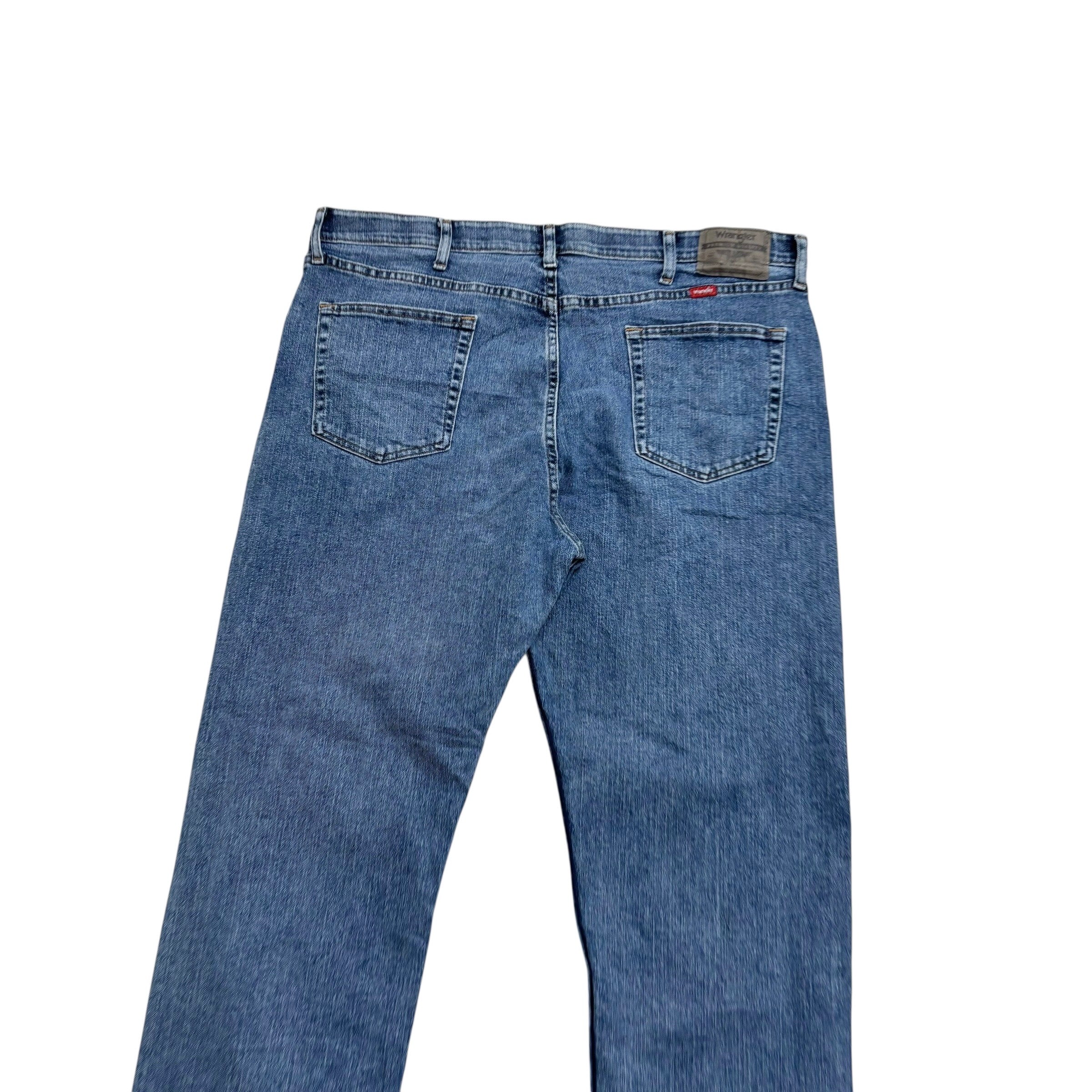 Wrangler Jeans W40 L29 Mens Mid Blue Regular Straight Fit Stretch Denim (E)