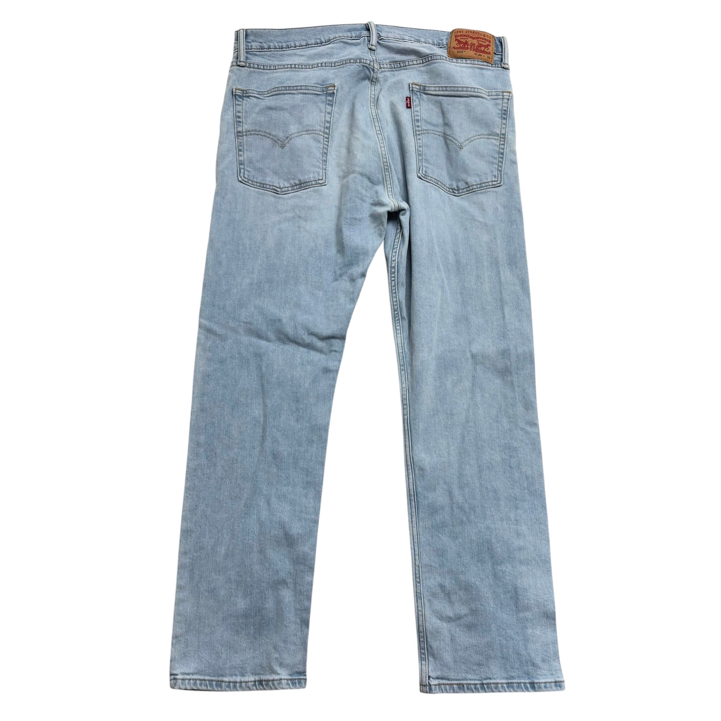 Levis 513 Jeans W36 L30 Mens Light Blue Slim Straight Fit Stretch Denim (E)