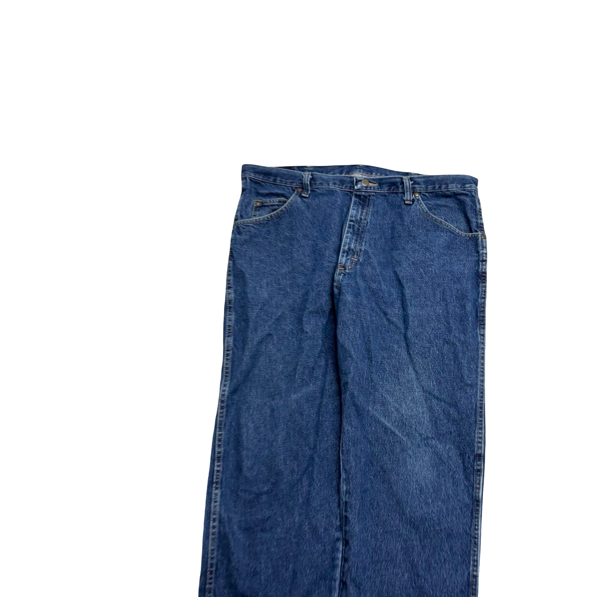 Wrangler Jeans W40 L30 Mens Mid Blue Regular Straight Fit Denim (E)