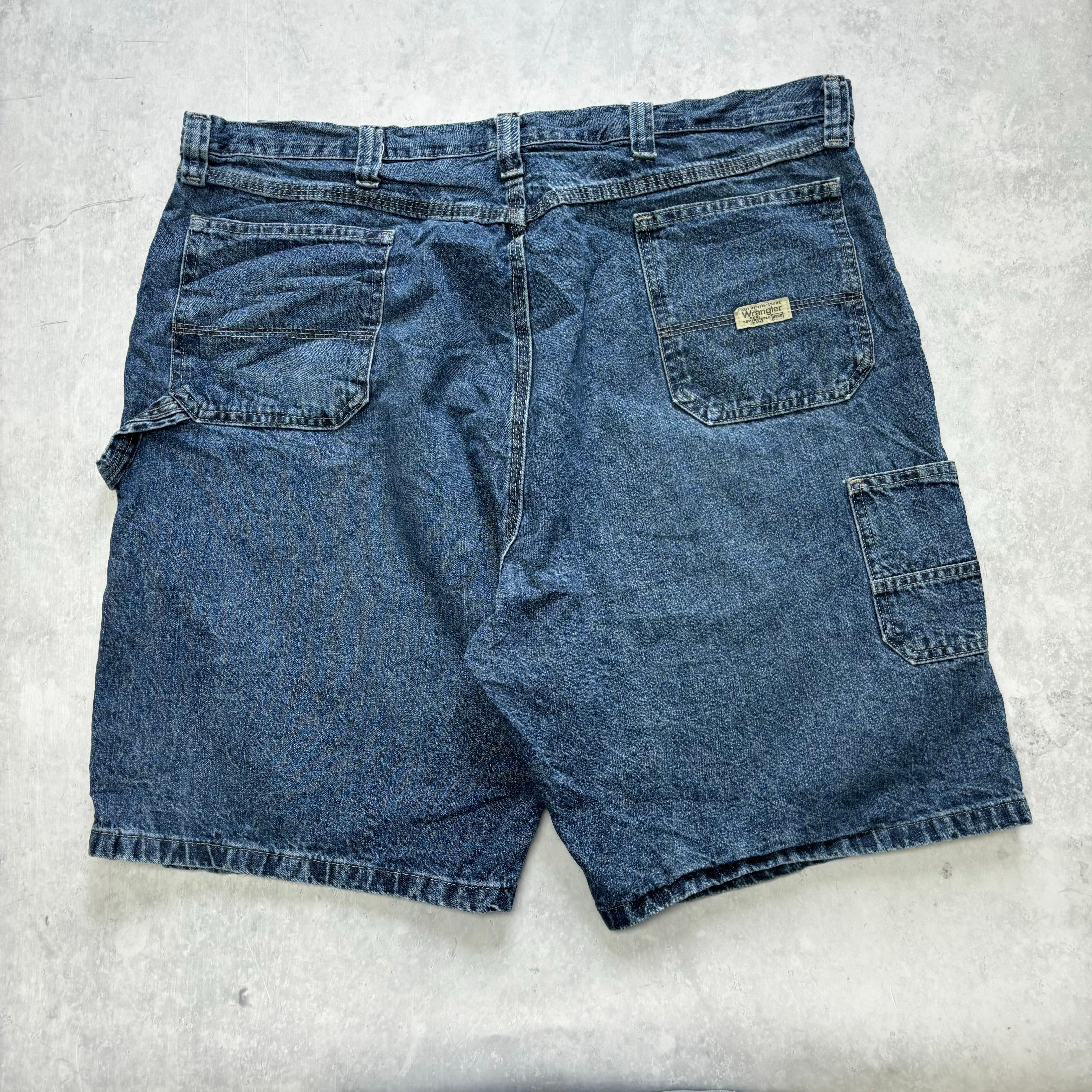 Vintage Wrangler Jorts W42 Mens Denim Shorts Mid Blue Baggy Relaxed Carpenter