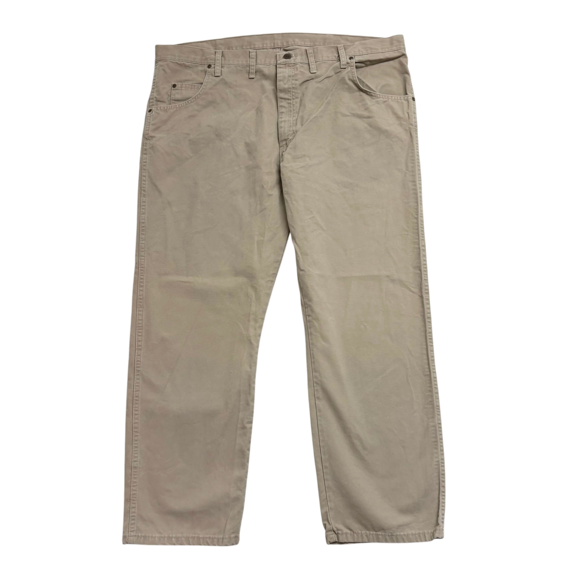 Wrangler Trousers W44 L30 Mens Beige Regular Straight Fit Cotton Pants