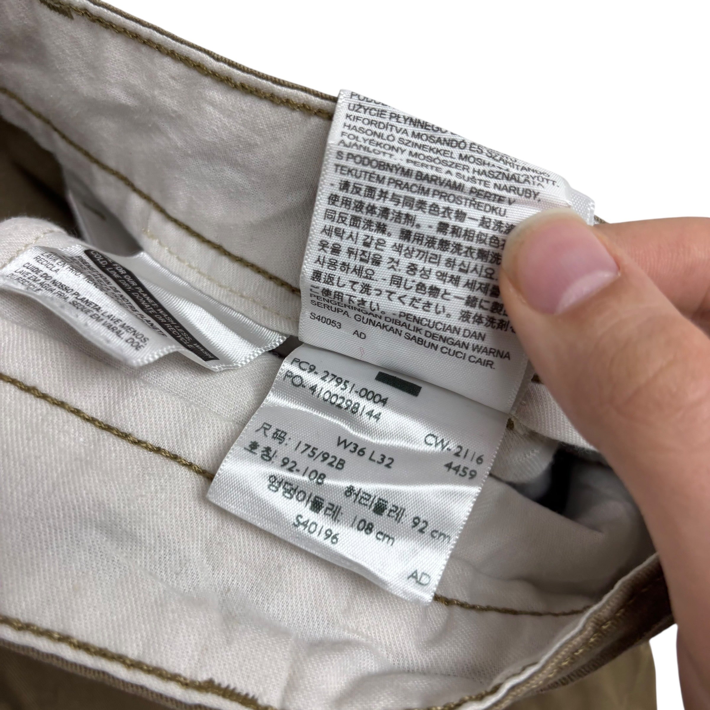 Levis Chino Trousers W36 L31 Mens Olive Green Regular Tapered Stretch