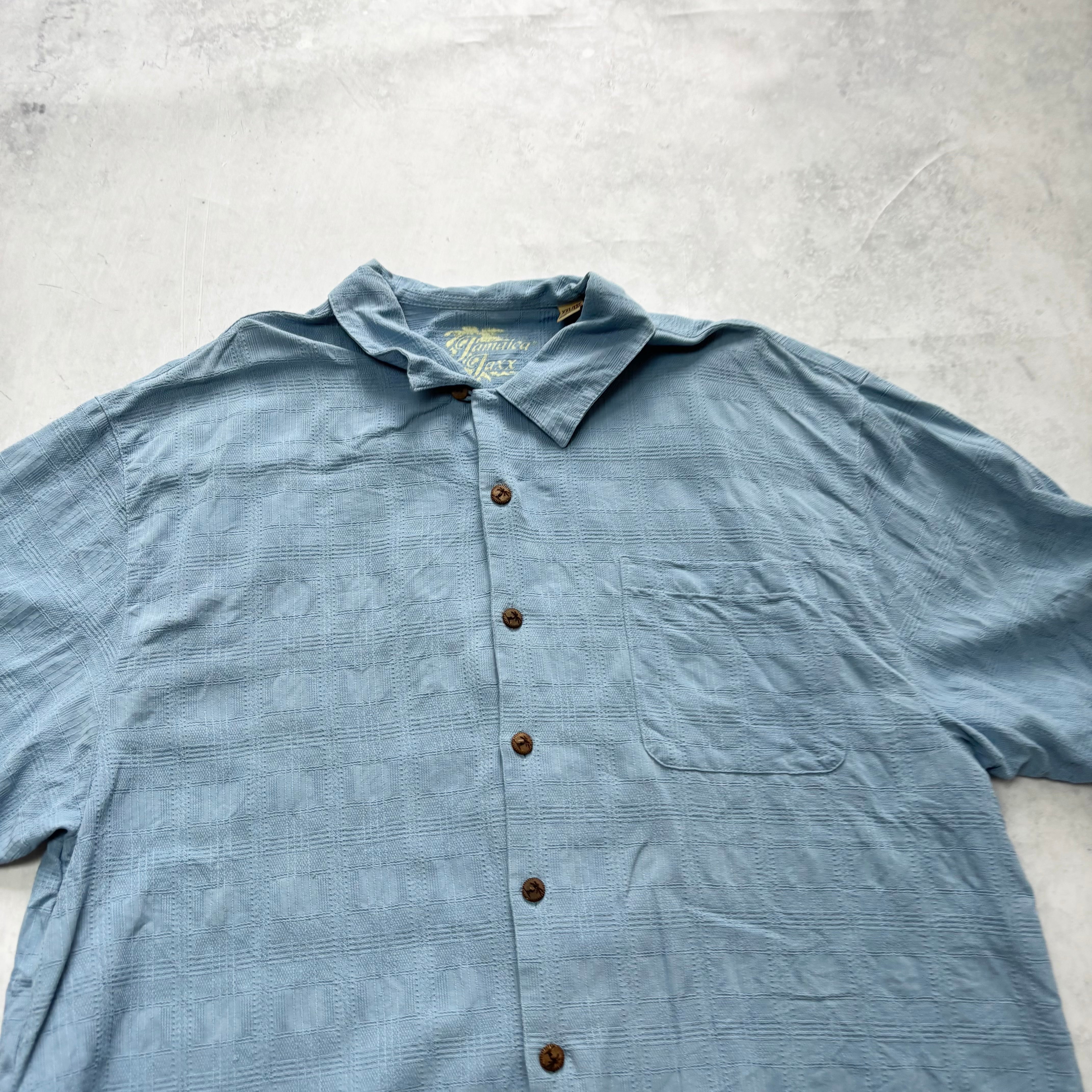 Vintage Slik Shirt Mens XXL Blue Check Short Sleeve (E)