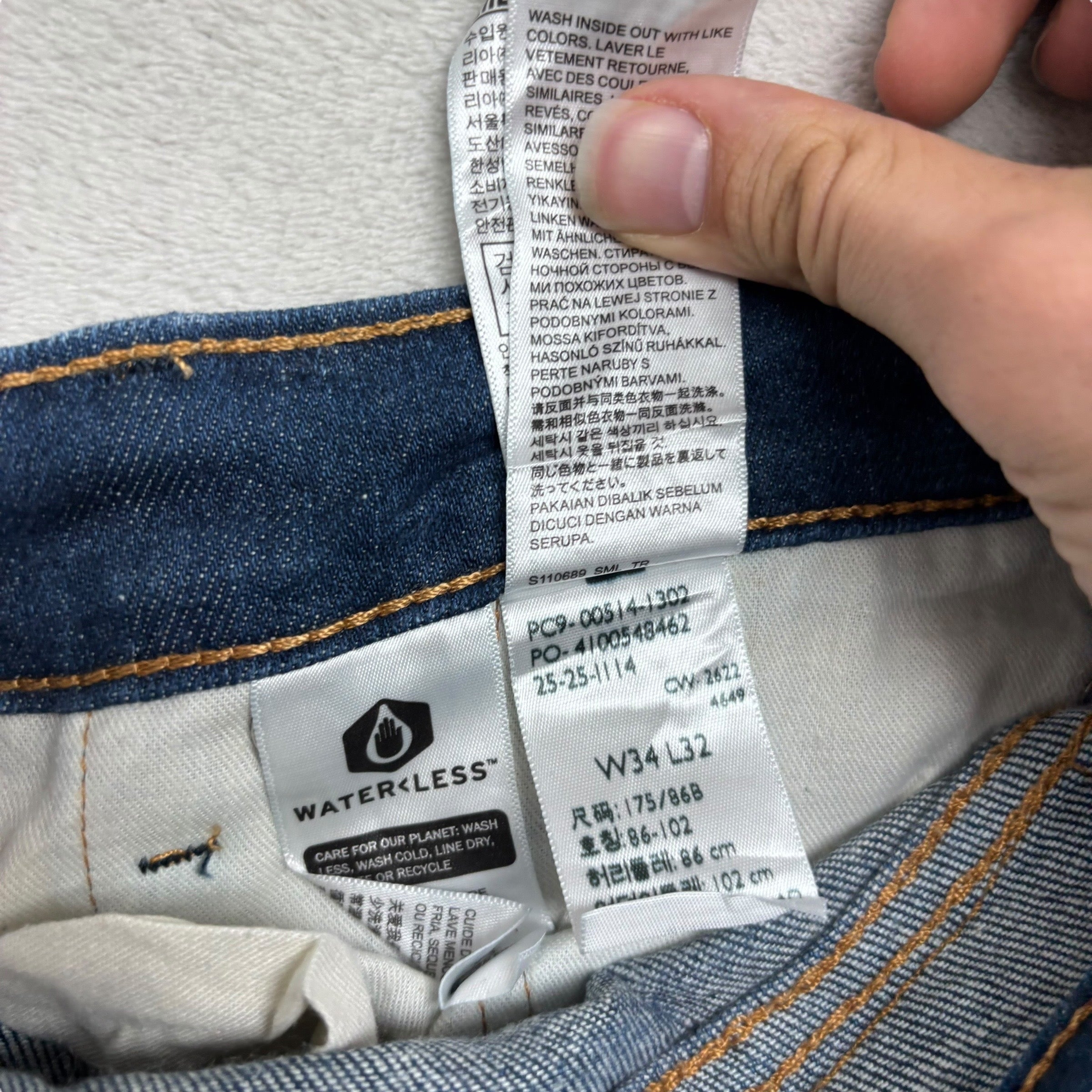 Levis 514 Jeans W34 L32 Mens Dark Blue Regular Straight Fit Stretch Denim (E)