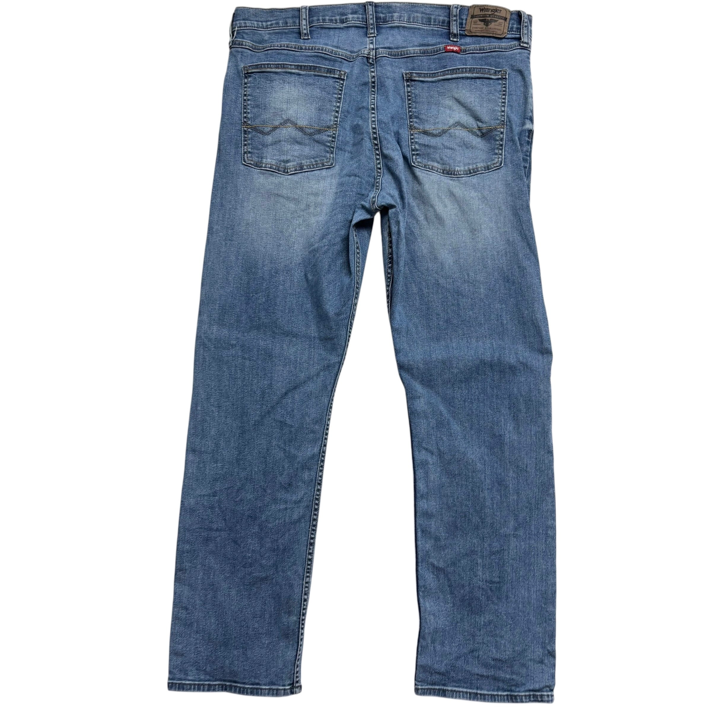 Wrangler Jeans W38 L30 Mens Mid Blue Slim Straight Fit Stretch Denim (F)