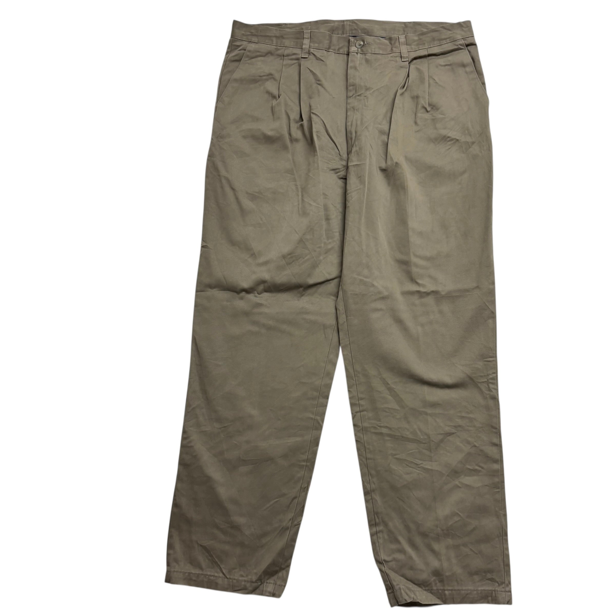 Wrangler Pleated Trousers W40 L32 Mens Green Relaxed Straight Vintage Pants (E)