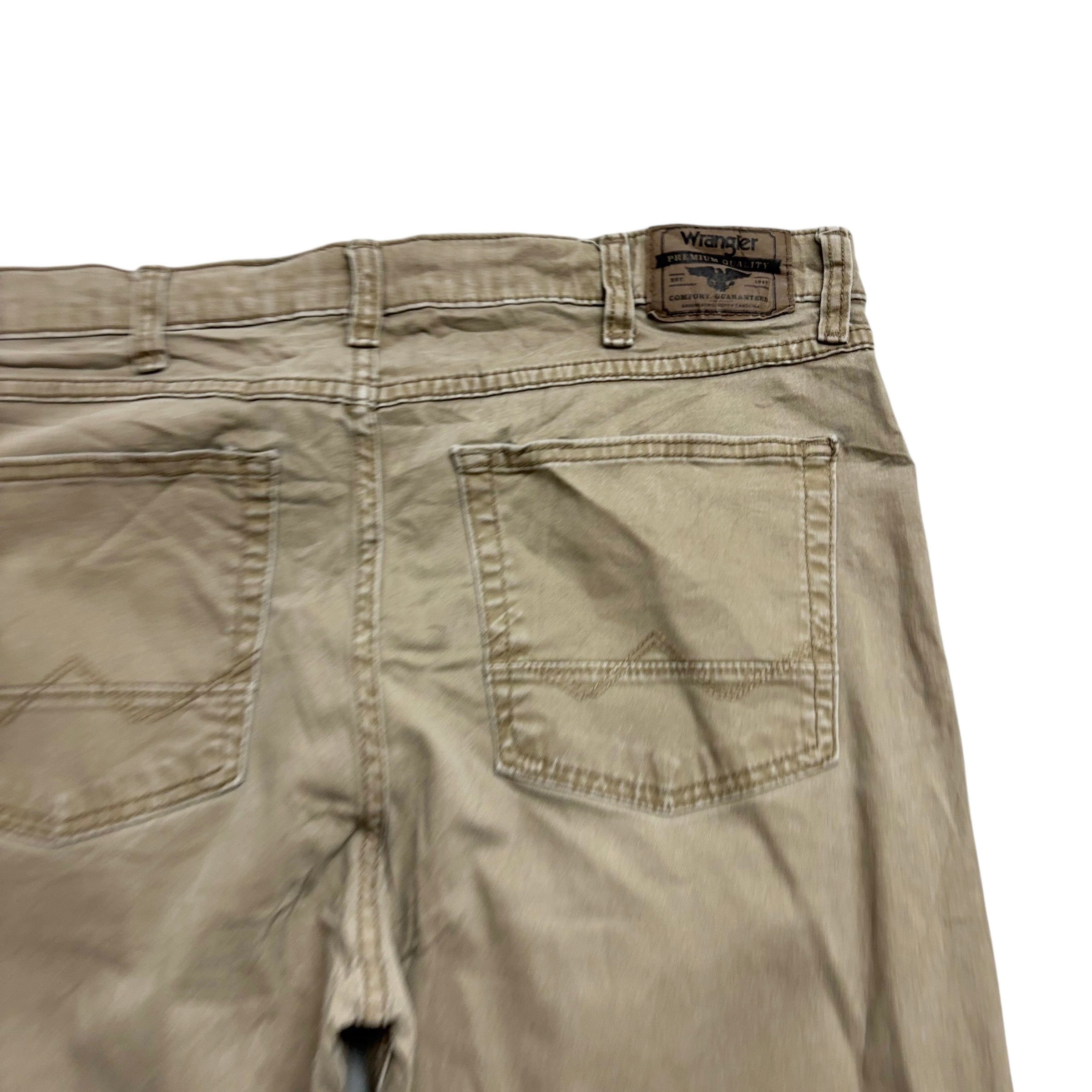 Wrangler Trousers W34 L32 Mens Beige Slim Straight Fit Stretch Cotton Pants