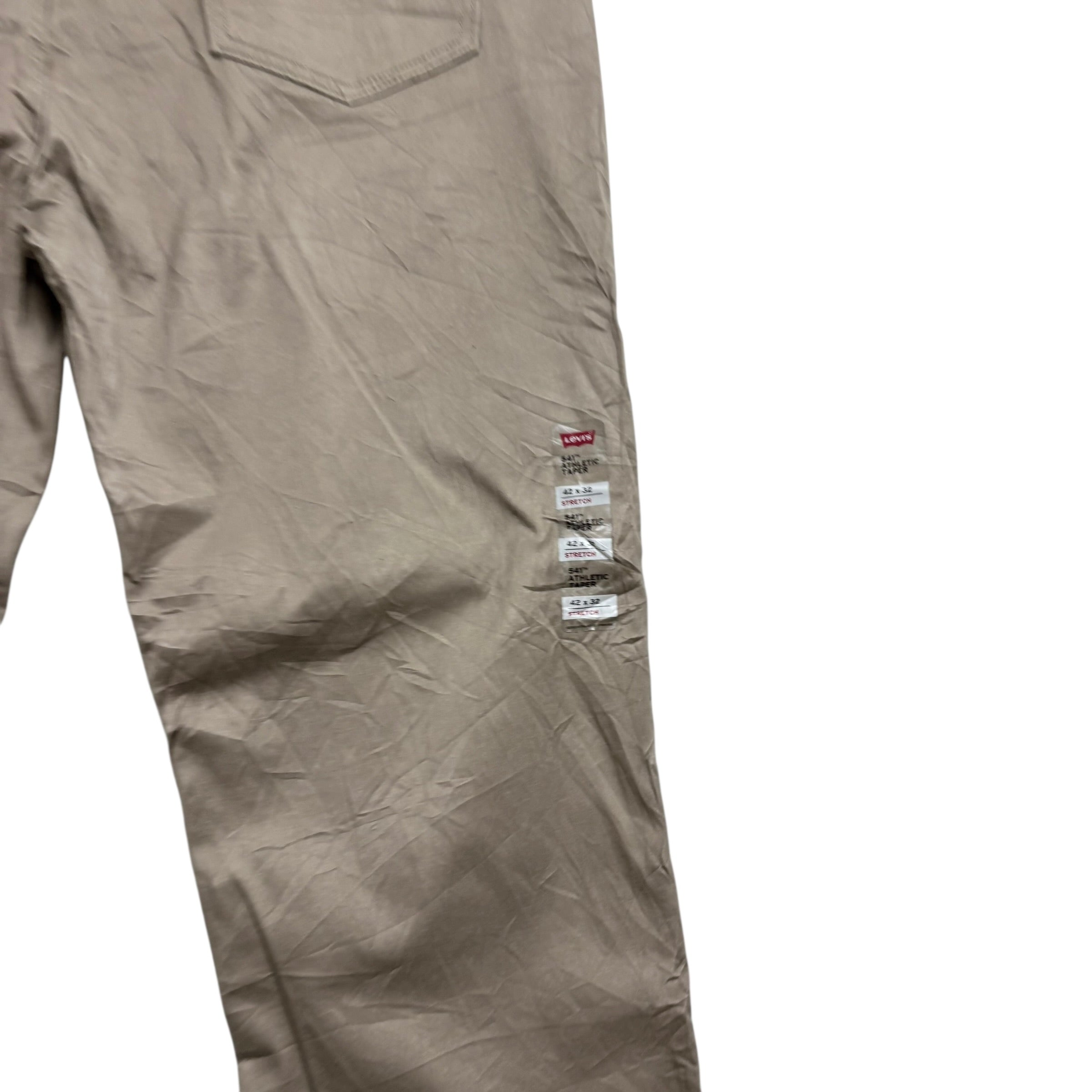 Levis 541 Trousers W42 L32 Mens Beige Athletic Tapered Fit Stretch Pants (E)