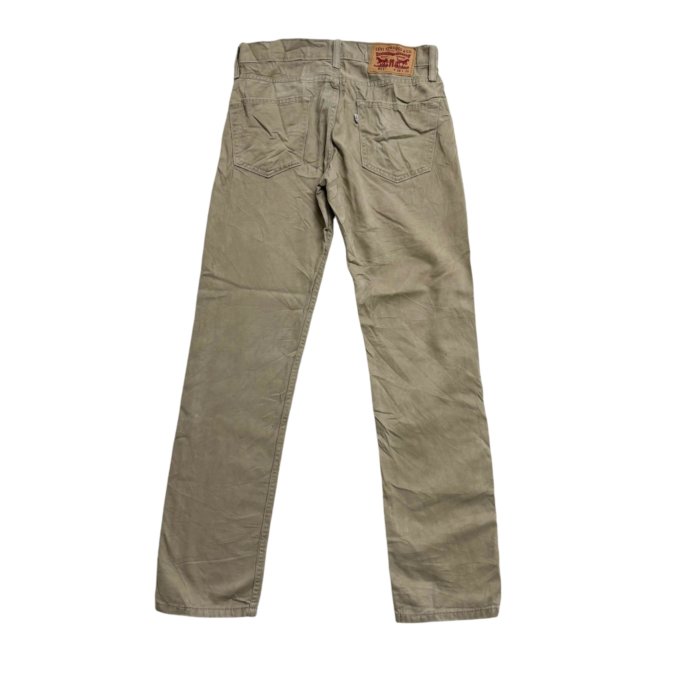 Levis 511 Trousers W28 L30 Mens Beige Tan Slim Fit Cotton Pants