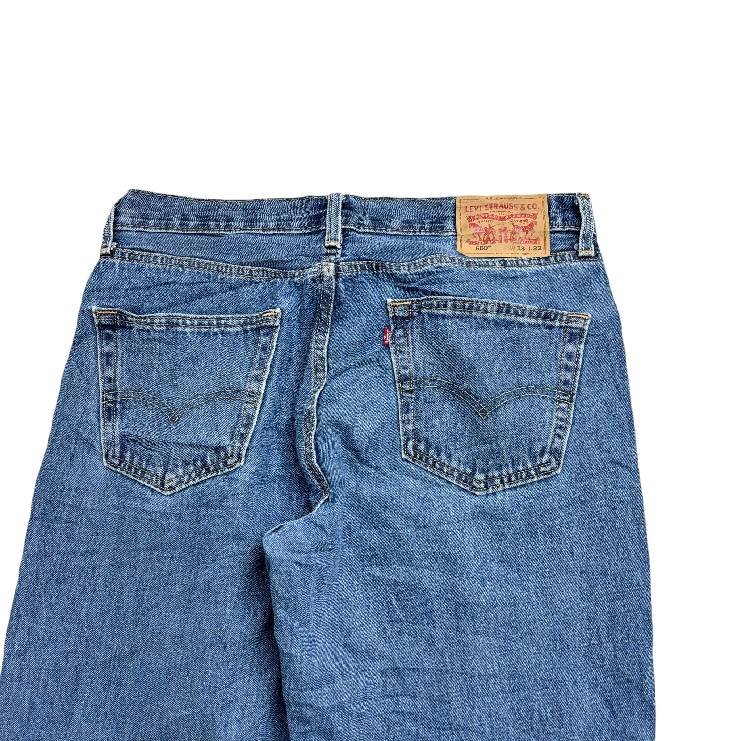 Levis 550 Jeans W33 L32 Mens Mid Blue Baggy Relaxed Straight Fit Denim