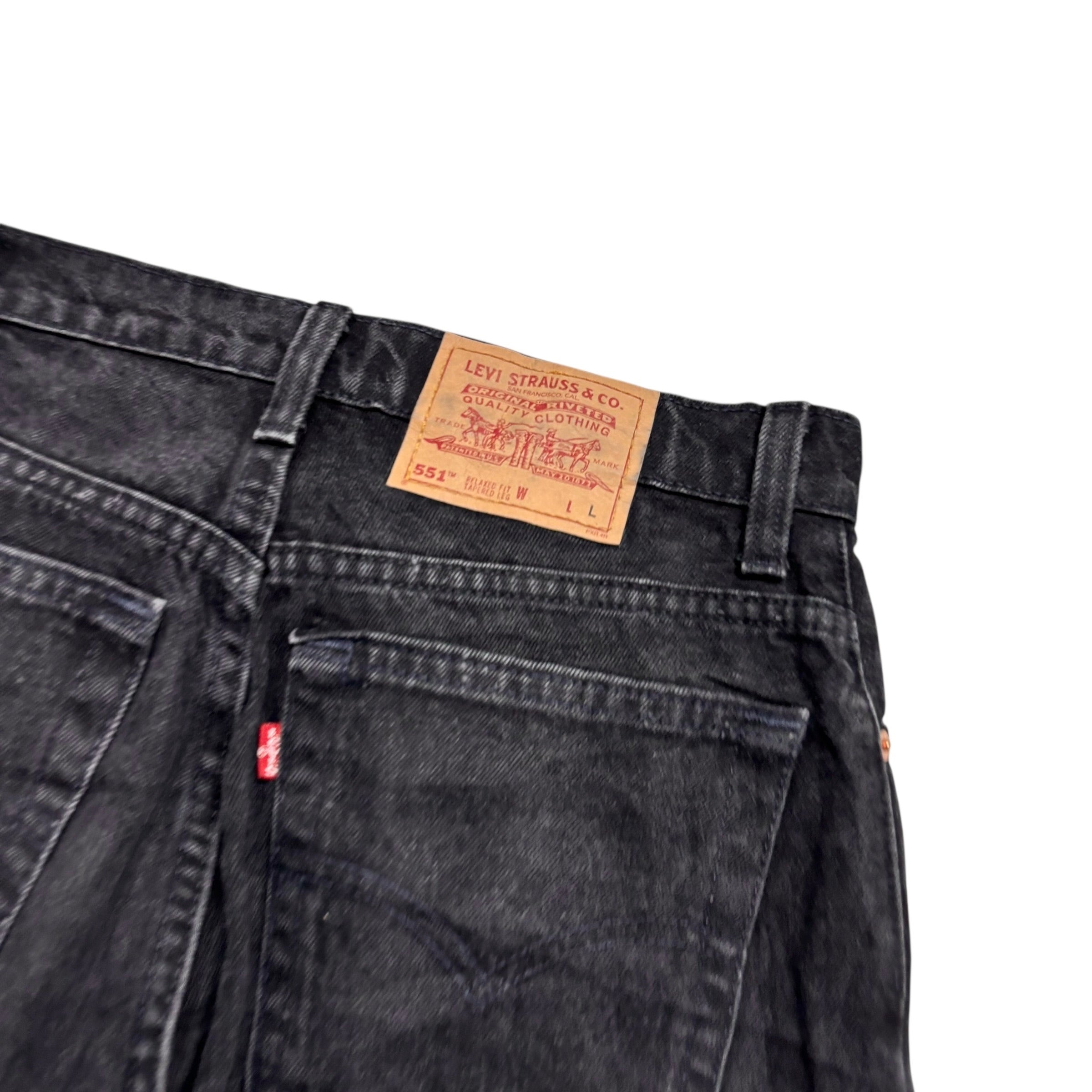 Levis 551 Jeans W29 L34 Womens Black Relaxed Tapered Vintage Made In USA (E)