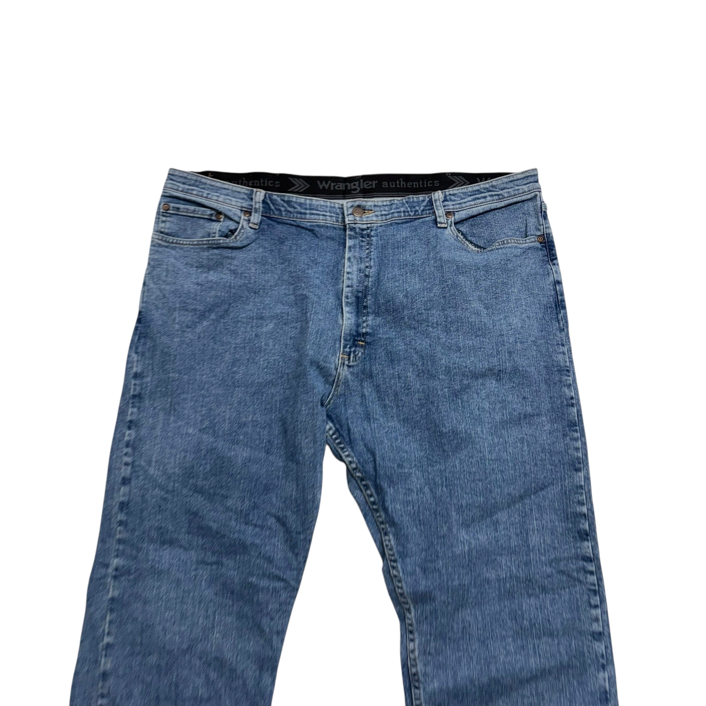 Wrangler Jeans W42 L29 Mens Mid Blue Regular Straight Fit Stretch Denim (E)