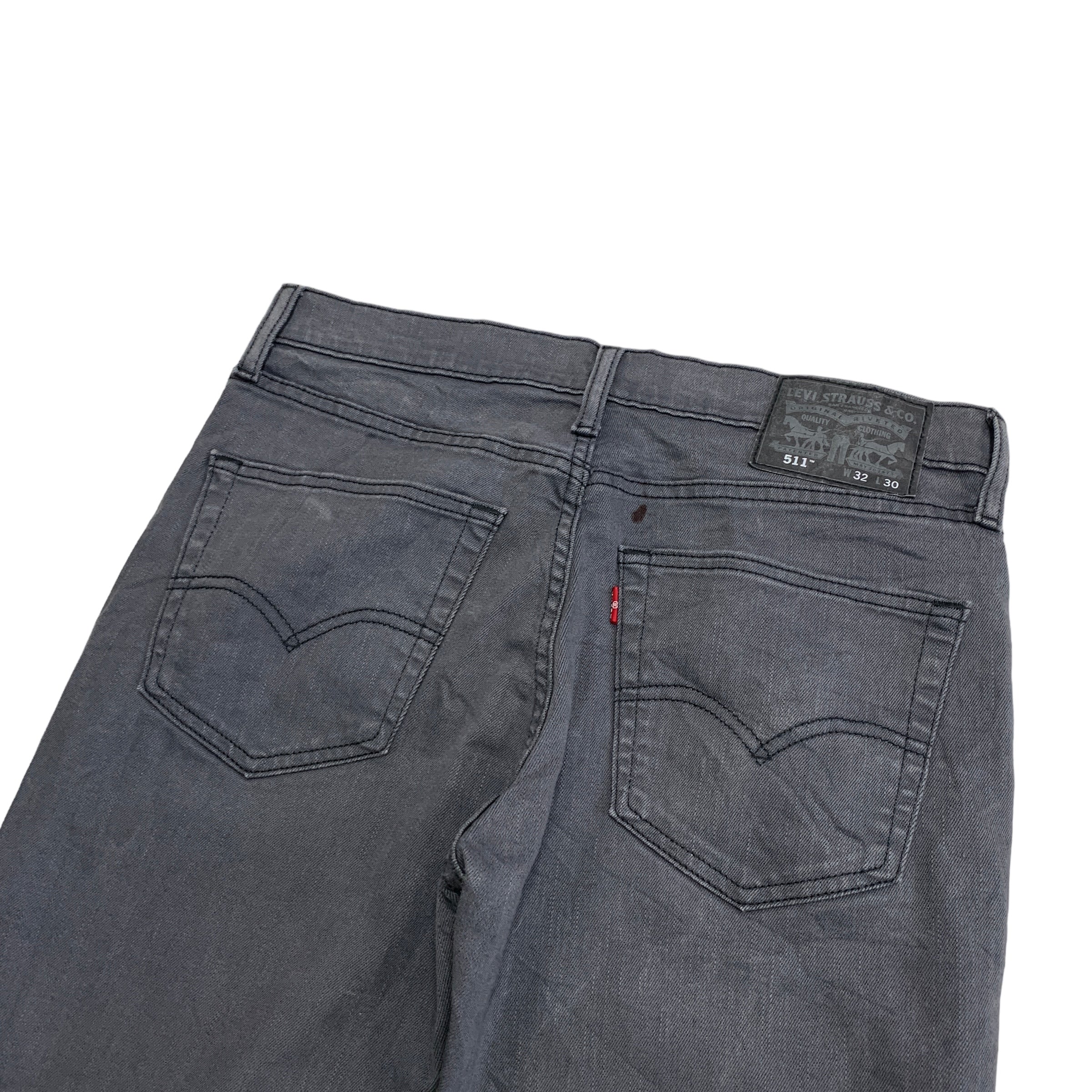 Levis 511 Jeans W32 L30 Mens Grey Slim Fit Stretch Denim