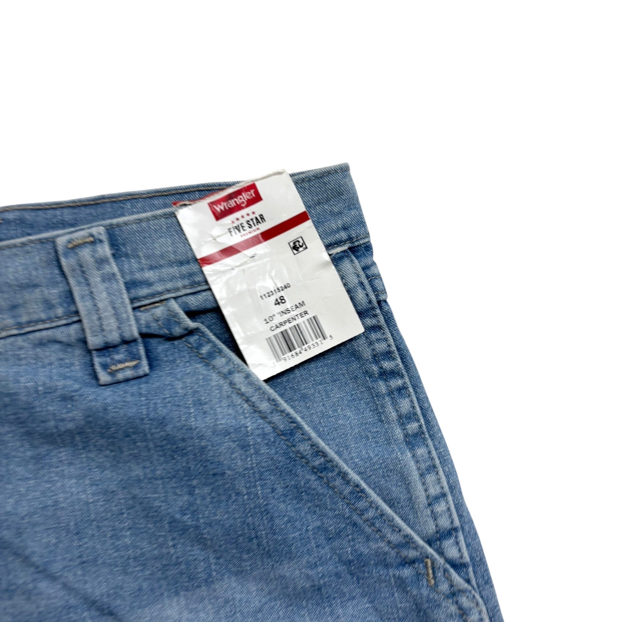 Wrangler Jorts W48 Mens Light Blue Denim Shorts Baggy Carpenter Stretch