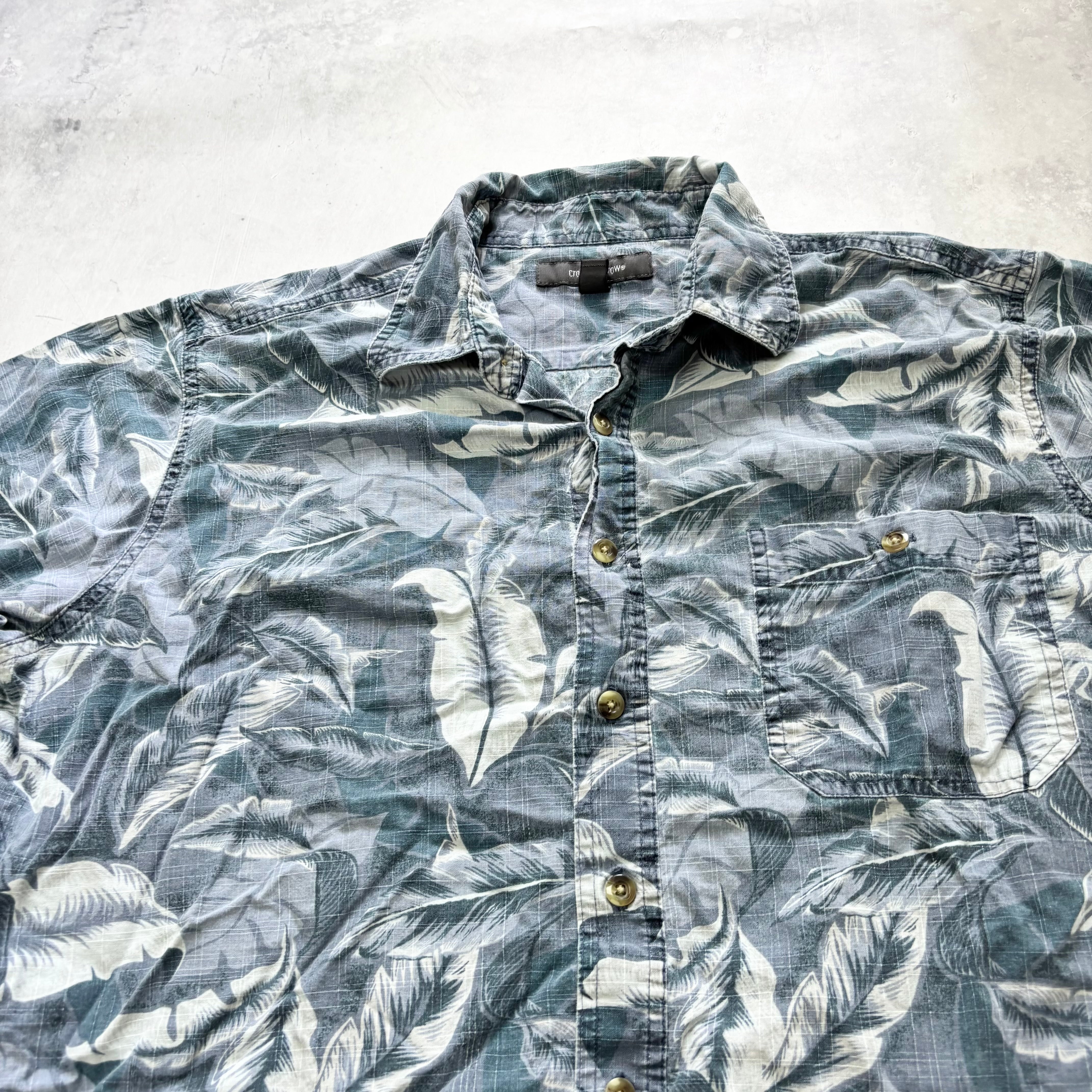 Hawaiian Shirt Mens Large Blue Floral Aloha Short Sleeve Cotton
