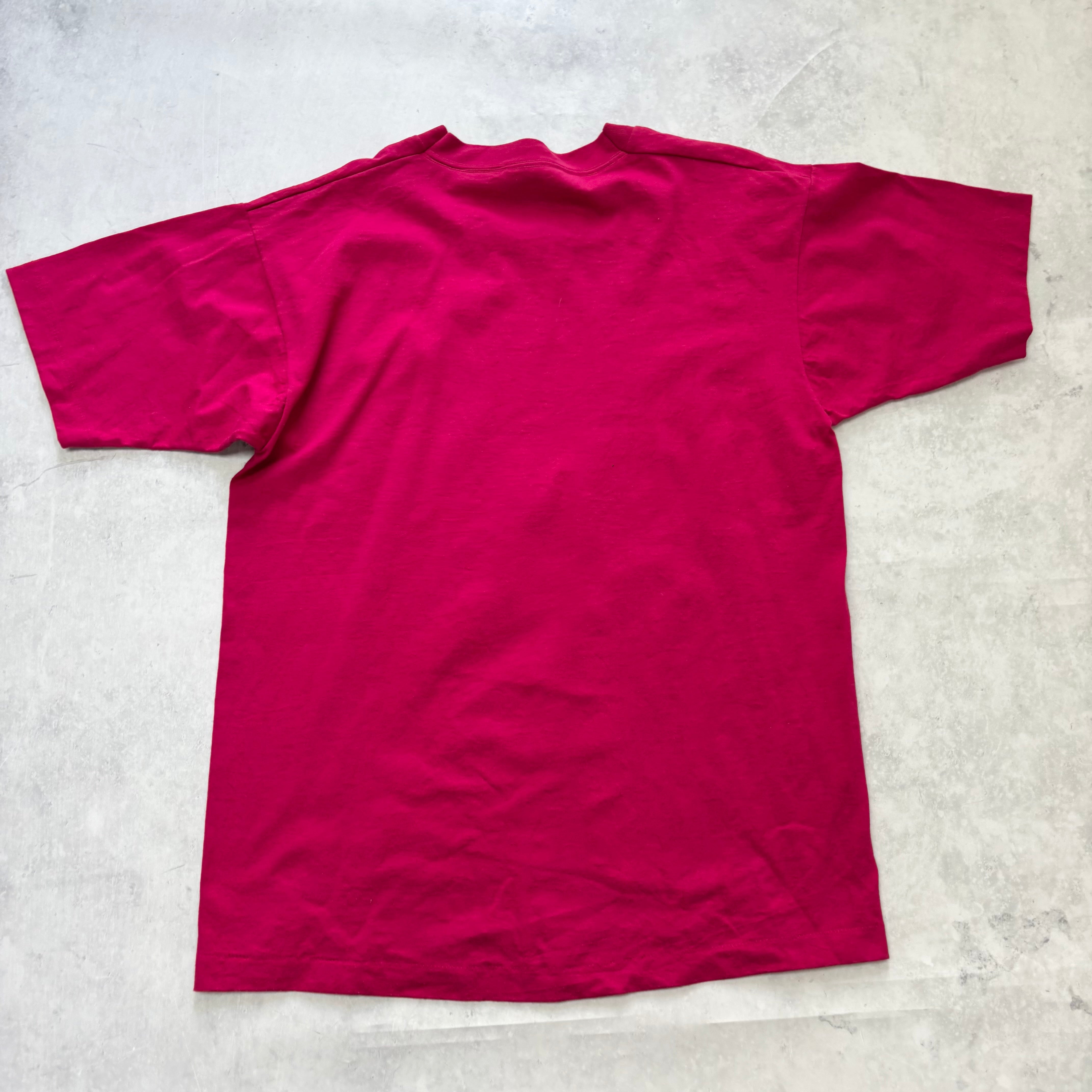 Vintage T Shirt Mens Large Pink Single Stitch Graphic Print 90s USA Tourist (E)