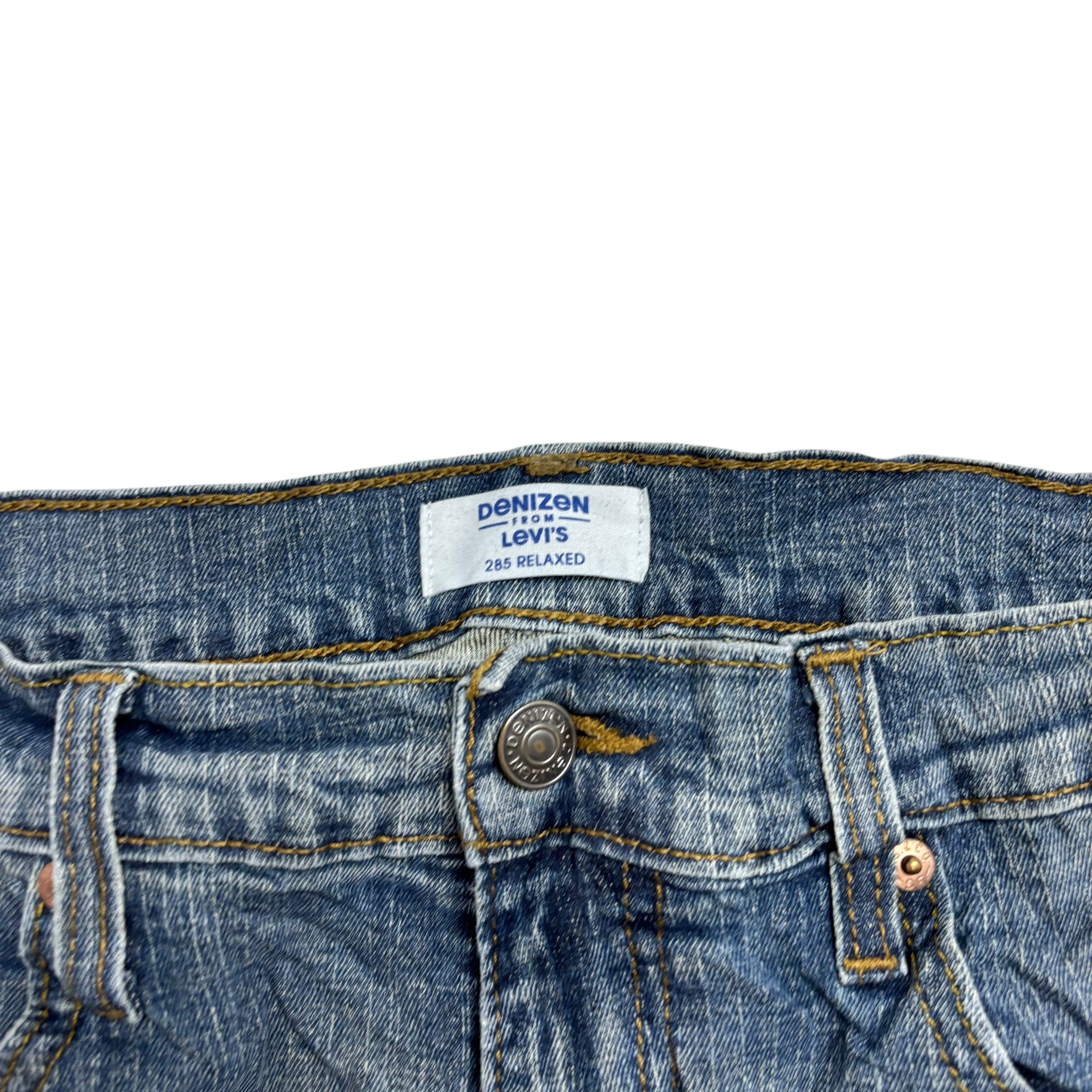 Levis Denizen Jeans W33 L30 Mens Mid Blue Relaxed Straight Fit Stretch Denim (E)