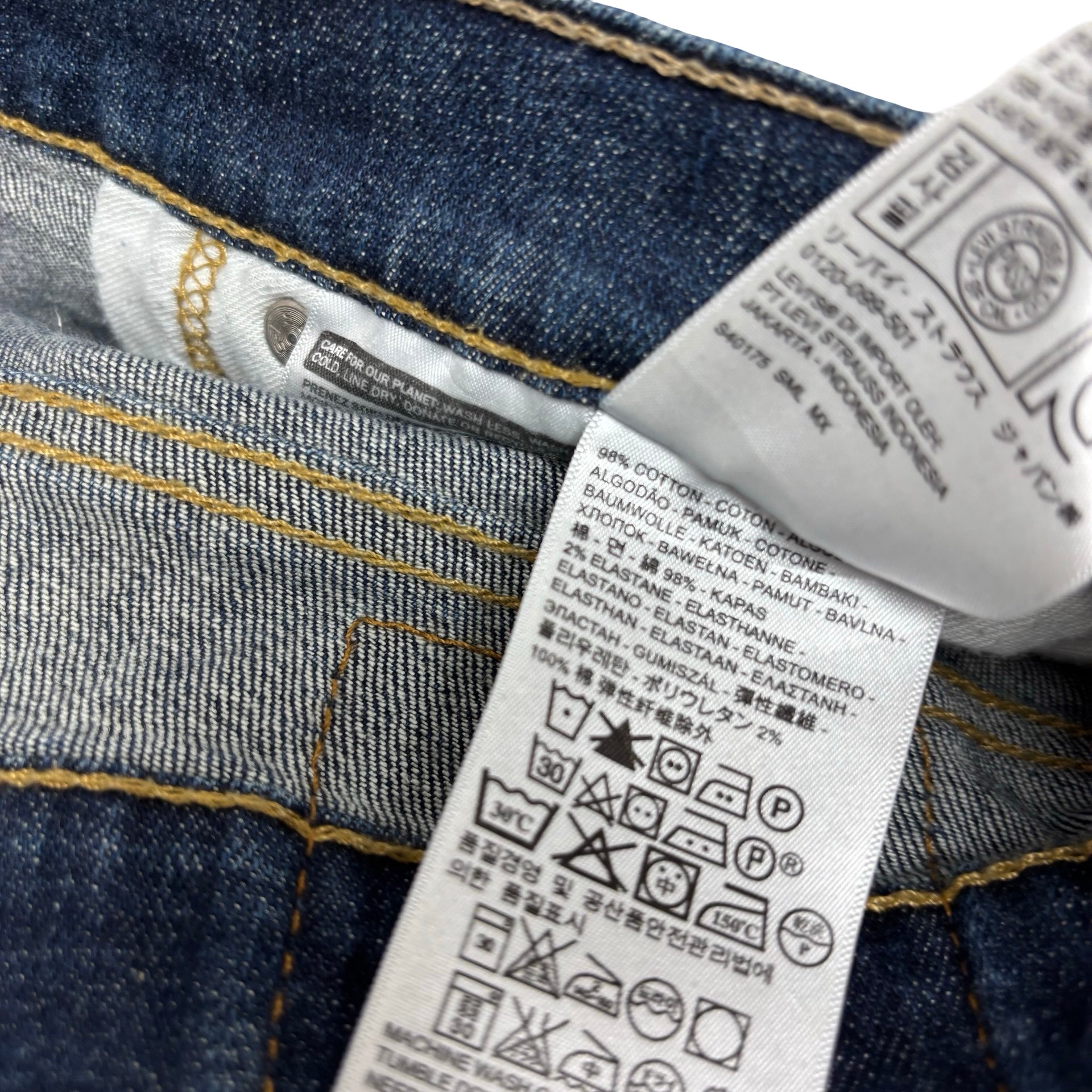 Levis 513 Jeans W36 L30 Mens Dark Blue Slim Straight Fit Stretch Denim