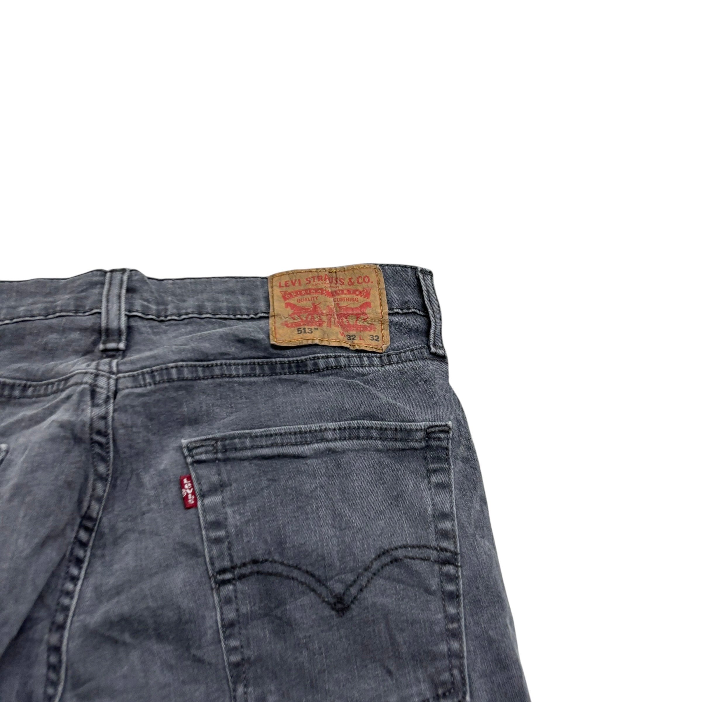Levis 513 Jeans W32 L32 Mens Grey Slim Straight Fit Stretch Denim