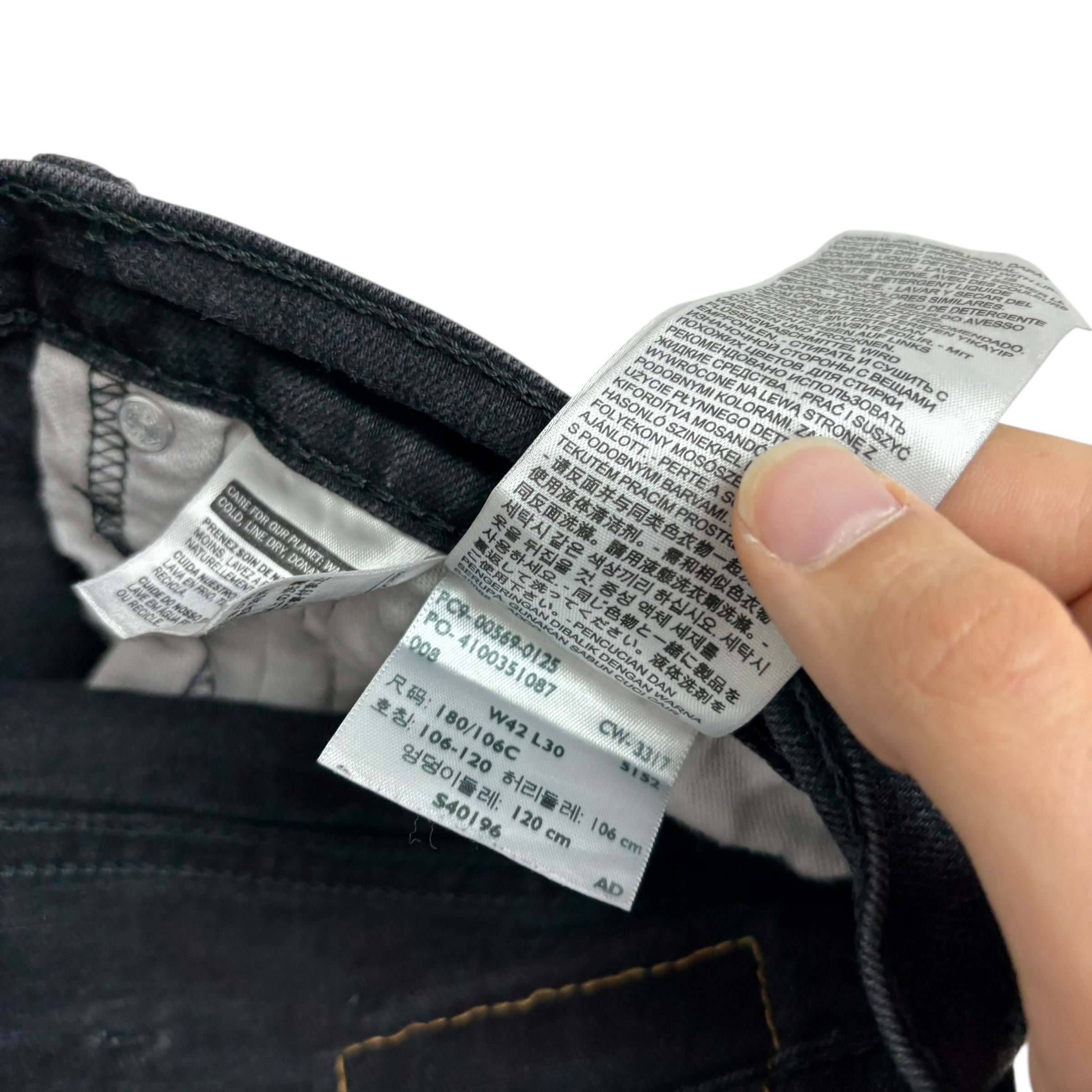 Levis 559 Jeans W42 L29 Mens Black Baggy Relaxed Straight Fit Stretch Denim (F)