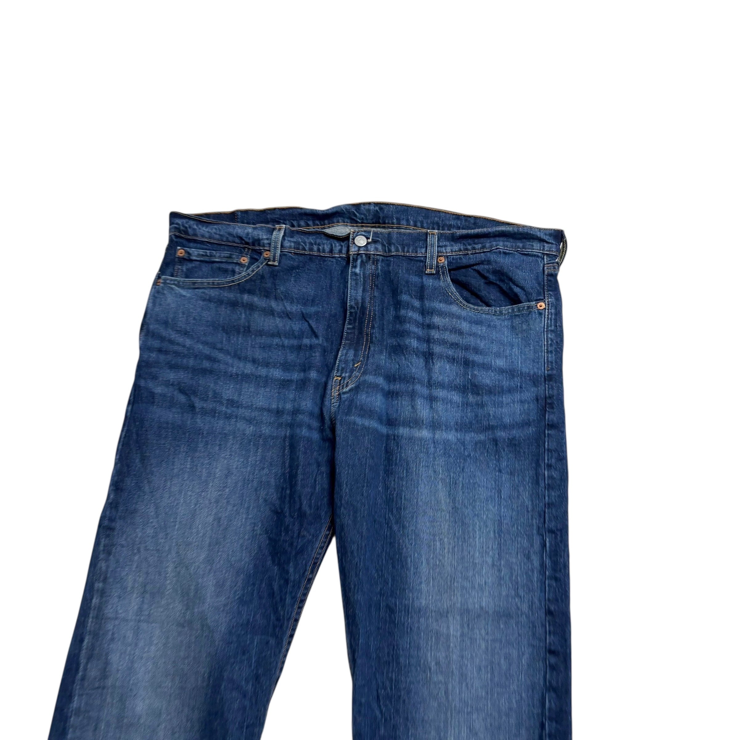 Levis 505 Jeans W42 L30 Mens Dark Blue Regular Straight Fit Stretch Denim (E)