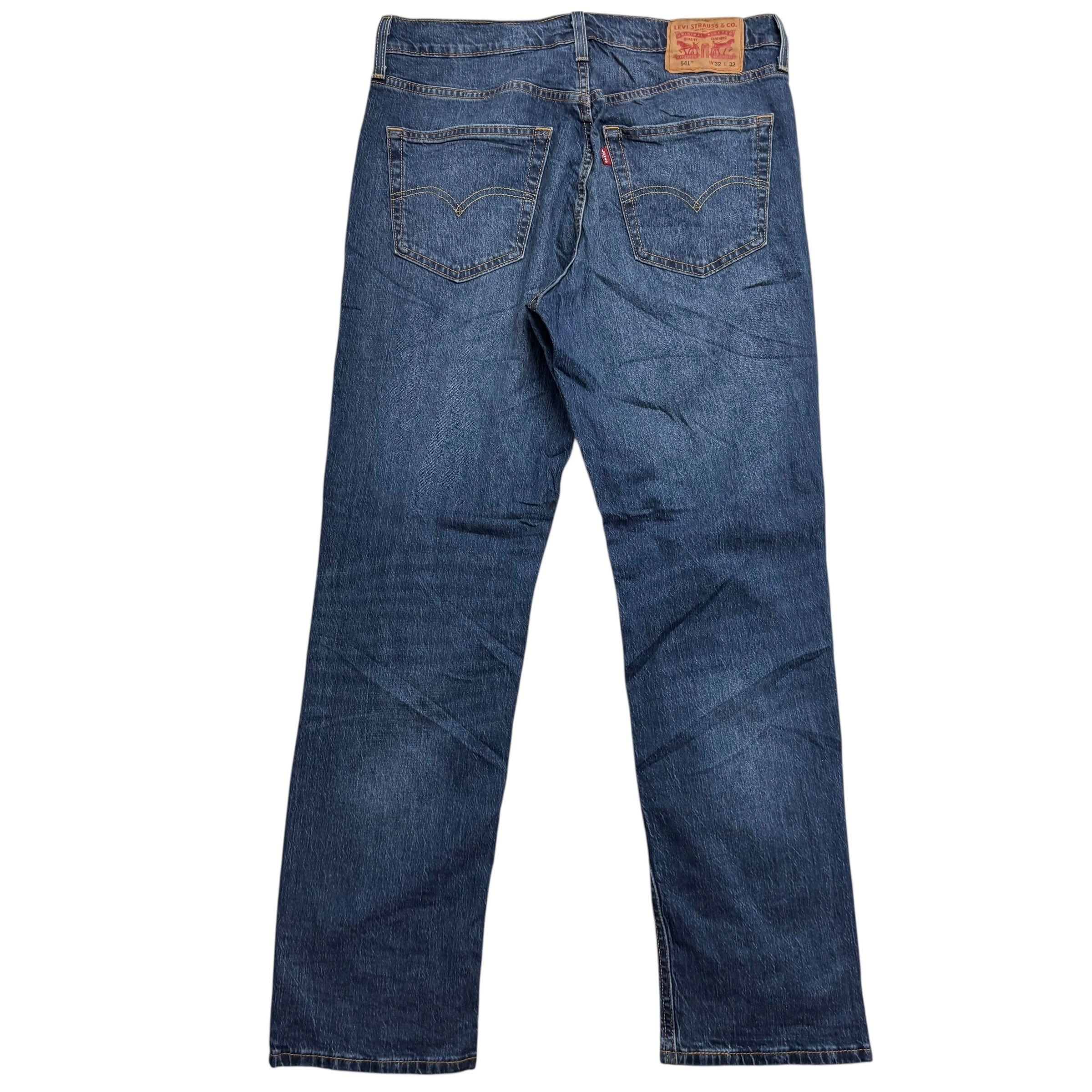 Levis 541 Jeans W32 L32 Mens Mid Blue Athletic Tapered Fit Stretch Denim (F)