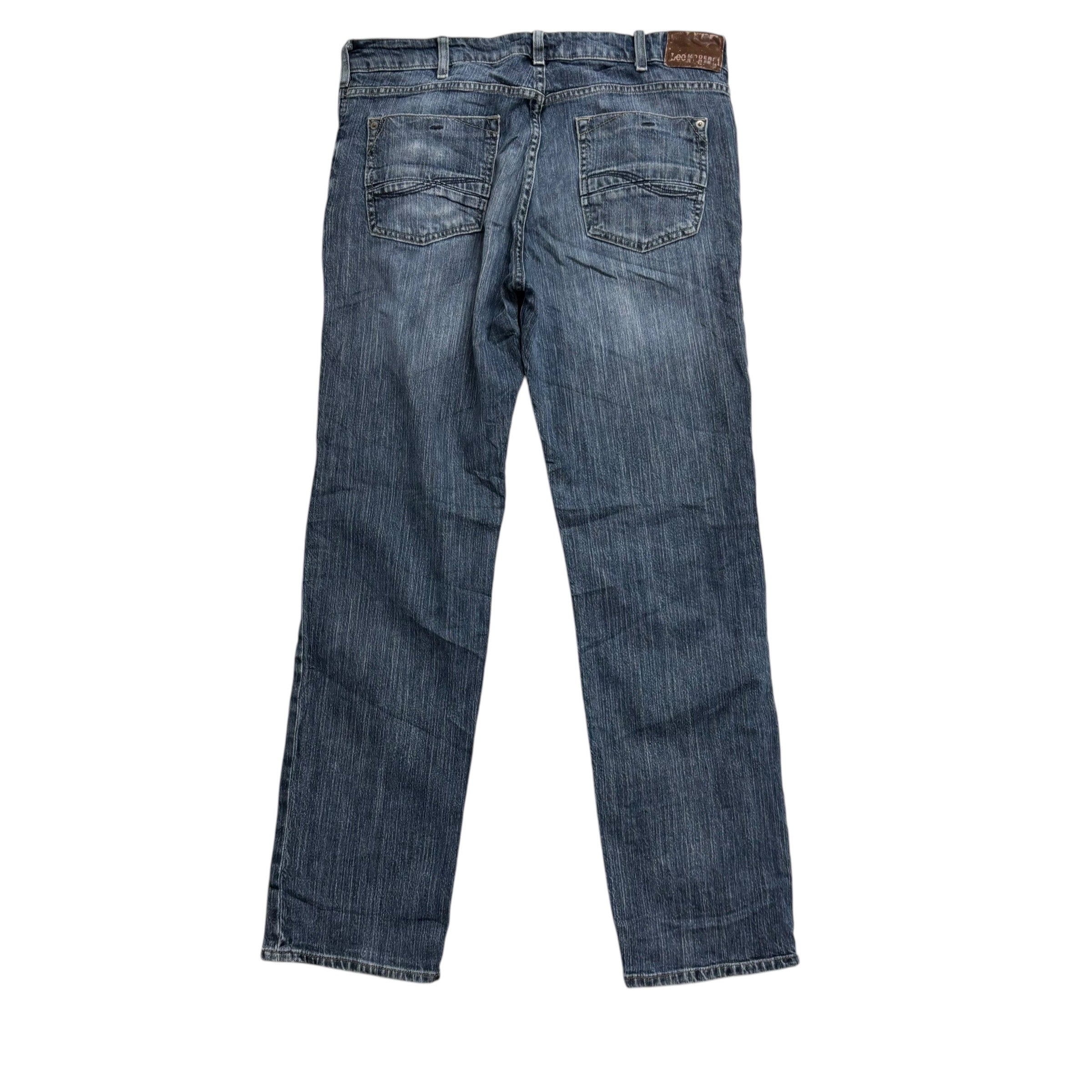 Lee Jeans W34 L32 Mens Mid Blue Regular Straight Fit Stretch Denim (E)