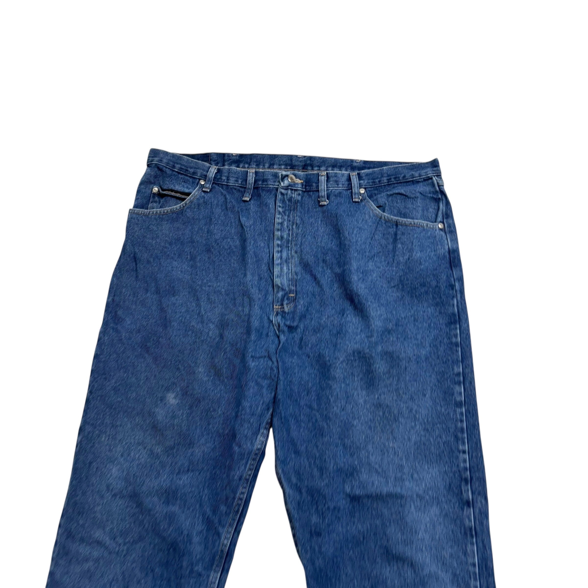 Wrangler Jeans W44 L34 Mens Mid Blue Relaxed Straight Fit Baggy Denim