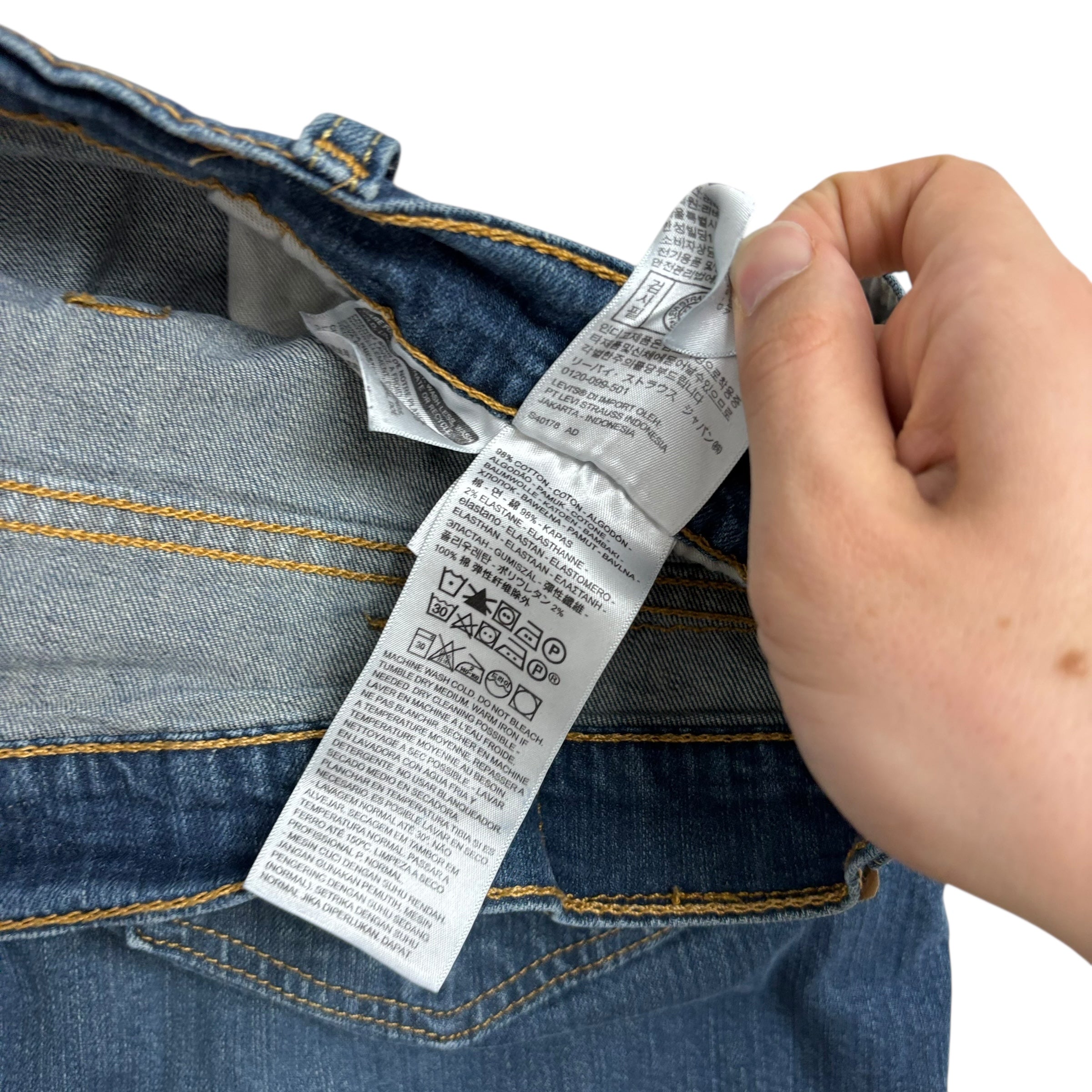 Levis 541 Jeans W38 L31 Mens Dark Blue Athletic Tapered Fit Stretch Denim (E)