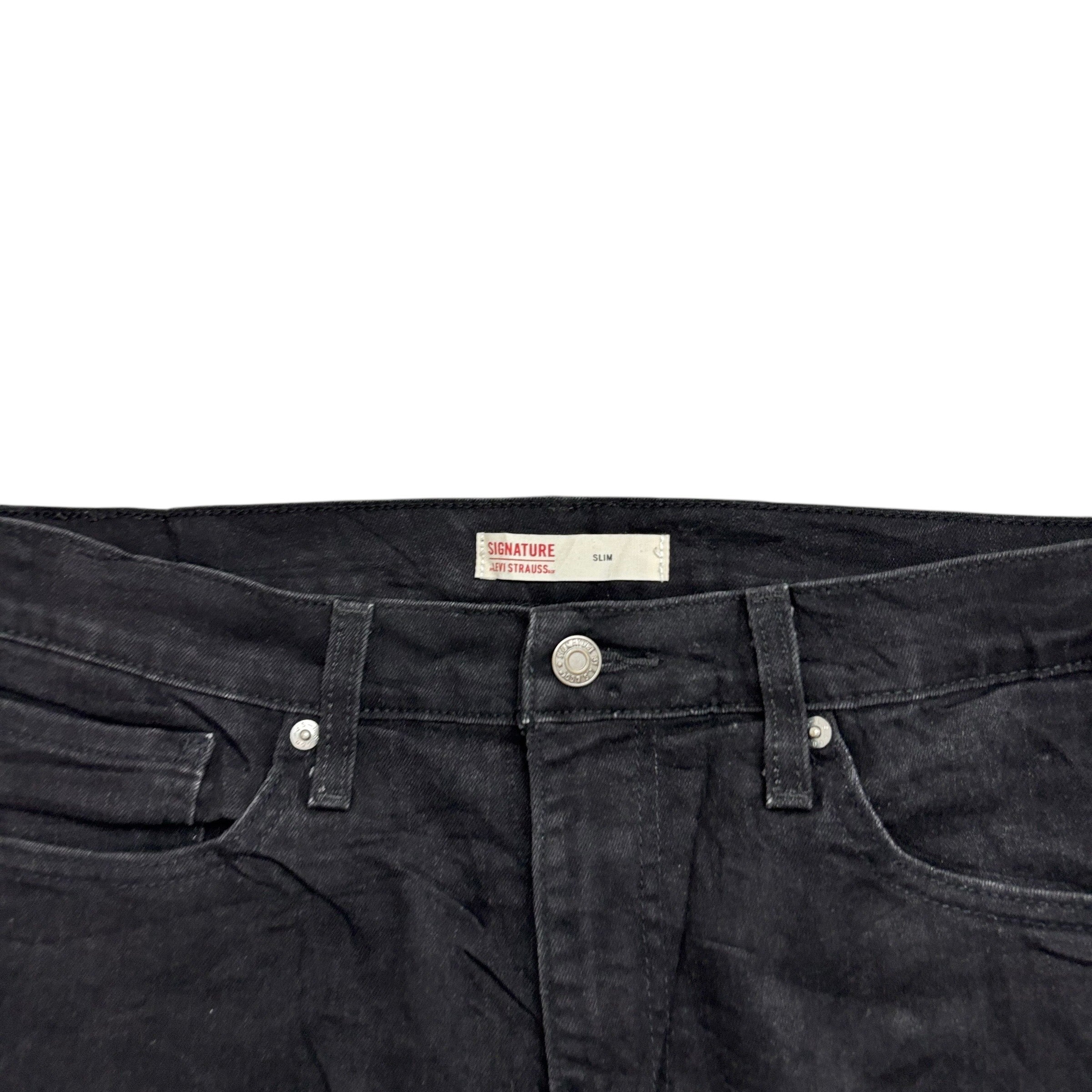 Levis Signature Jeans W34 L34 Mens Black Slim Fit Stretch Denim (E)